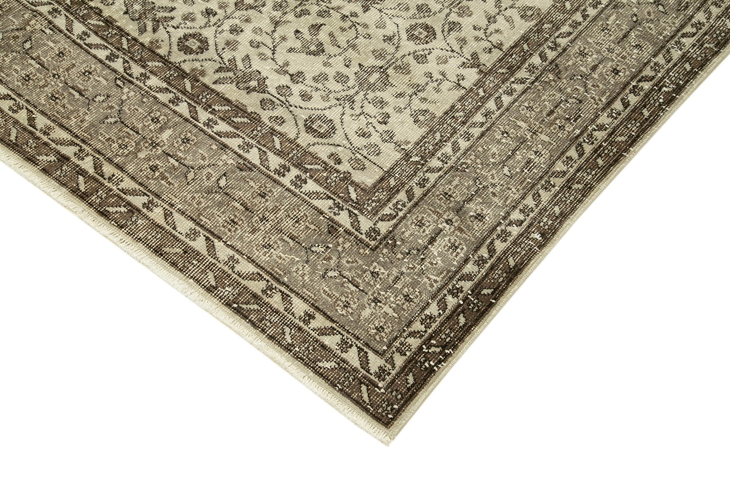 7x10 Beige Turkish Vintage Area Rug - 39100