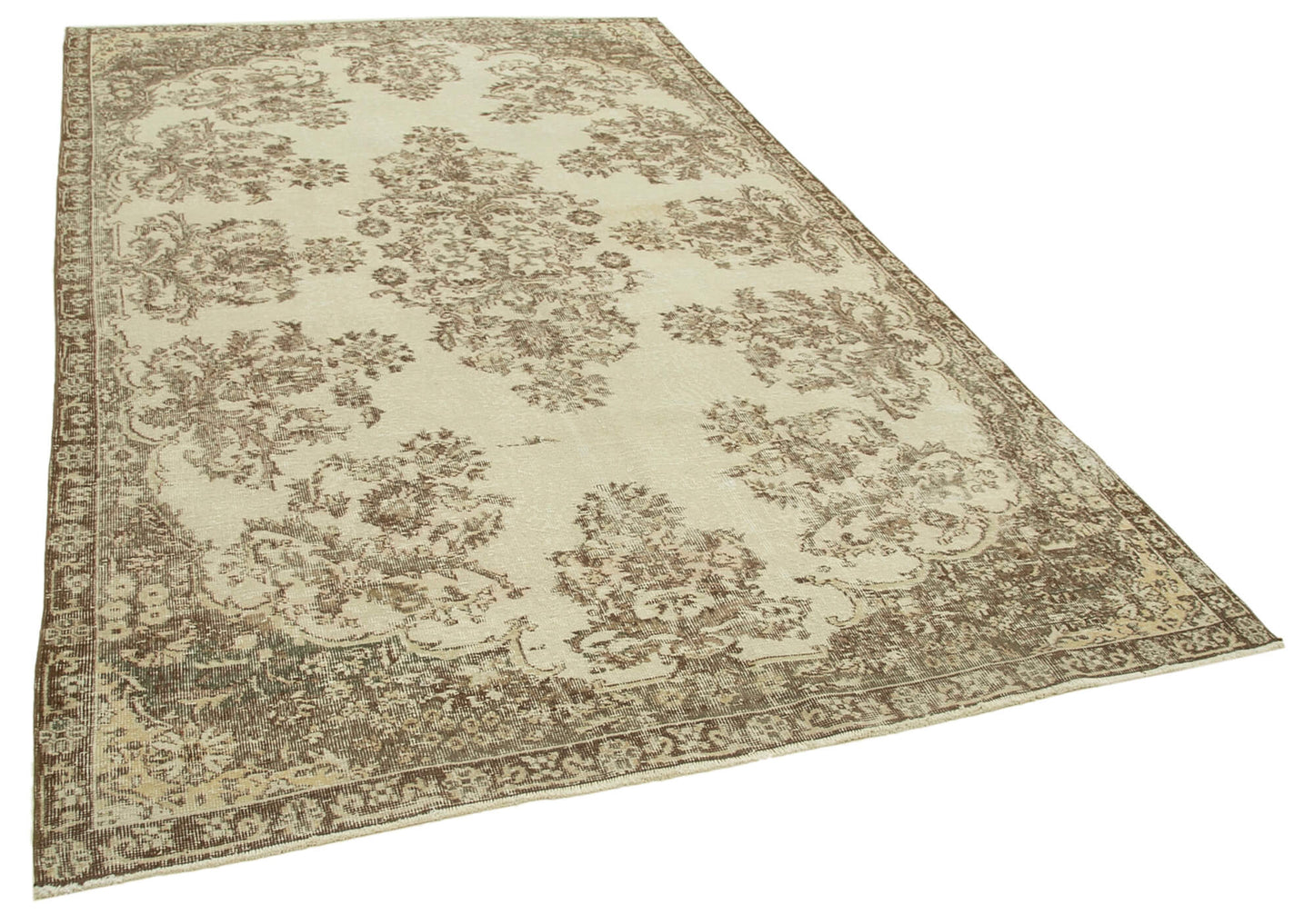 6x10 Beige Turkish Vintage Area Rug - 39119