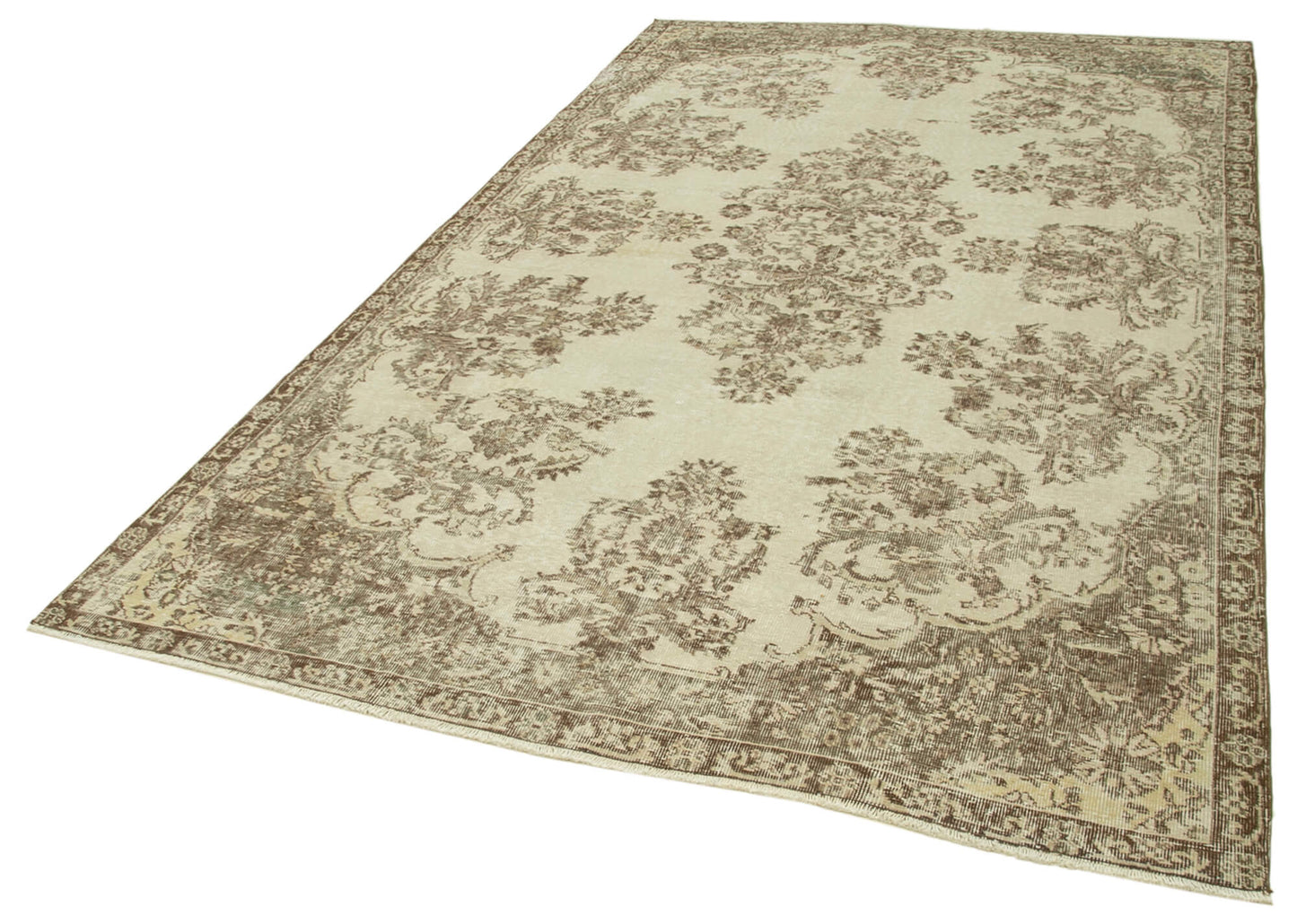 6x10 Beige Turkish Vintage Area Rug - 39119