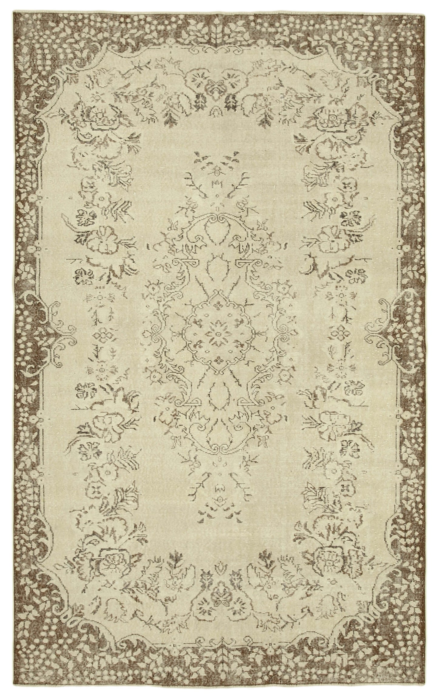 6x10 Beige Turkish Vintage Area Rug - 39294
