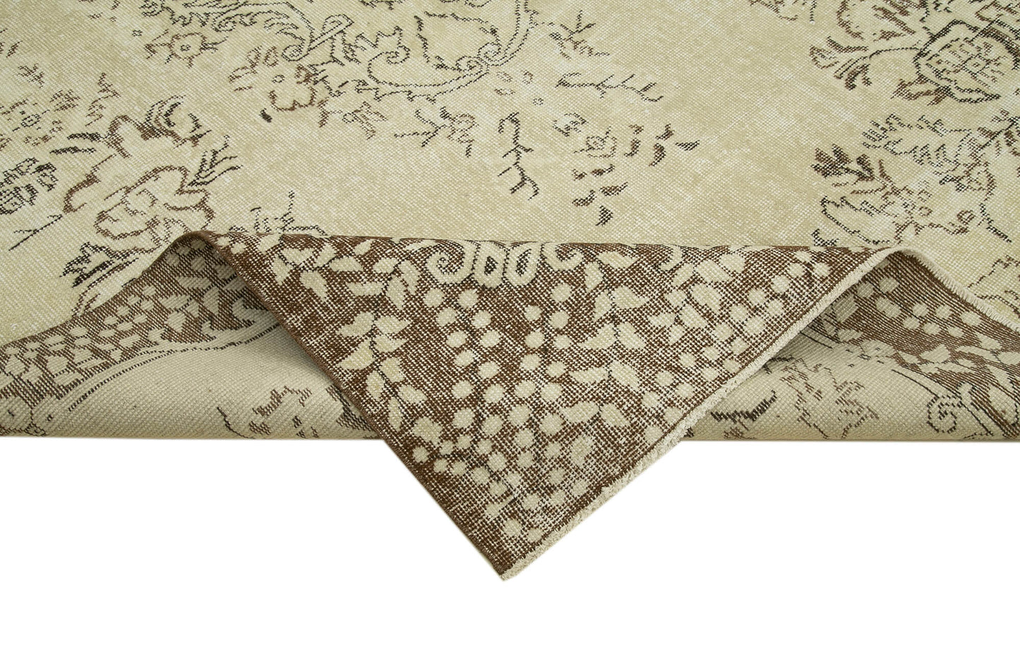 6x10 Beige Turkish Vintage Area Rug - 39294