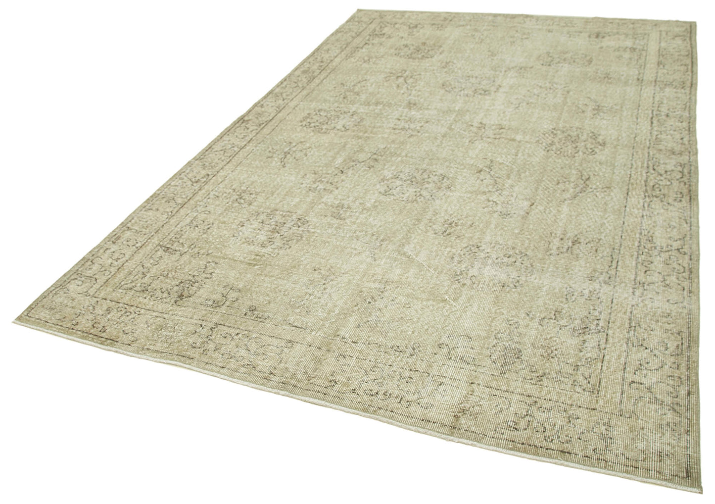 6x10 Beige Turkish Vintage Area Rug - 39298