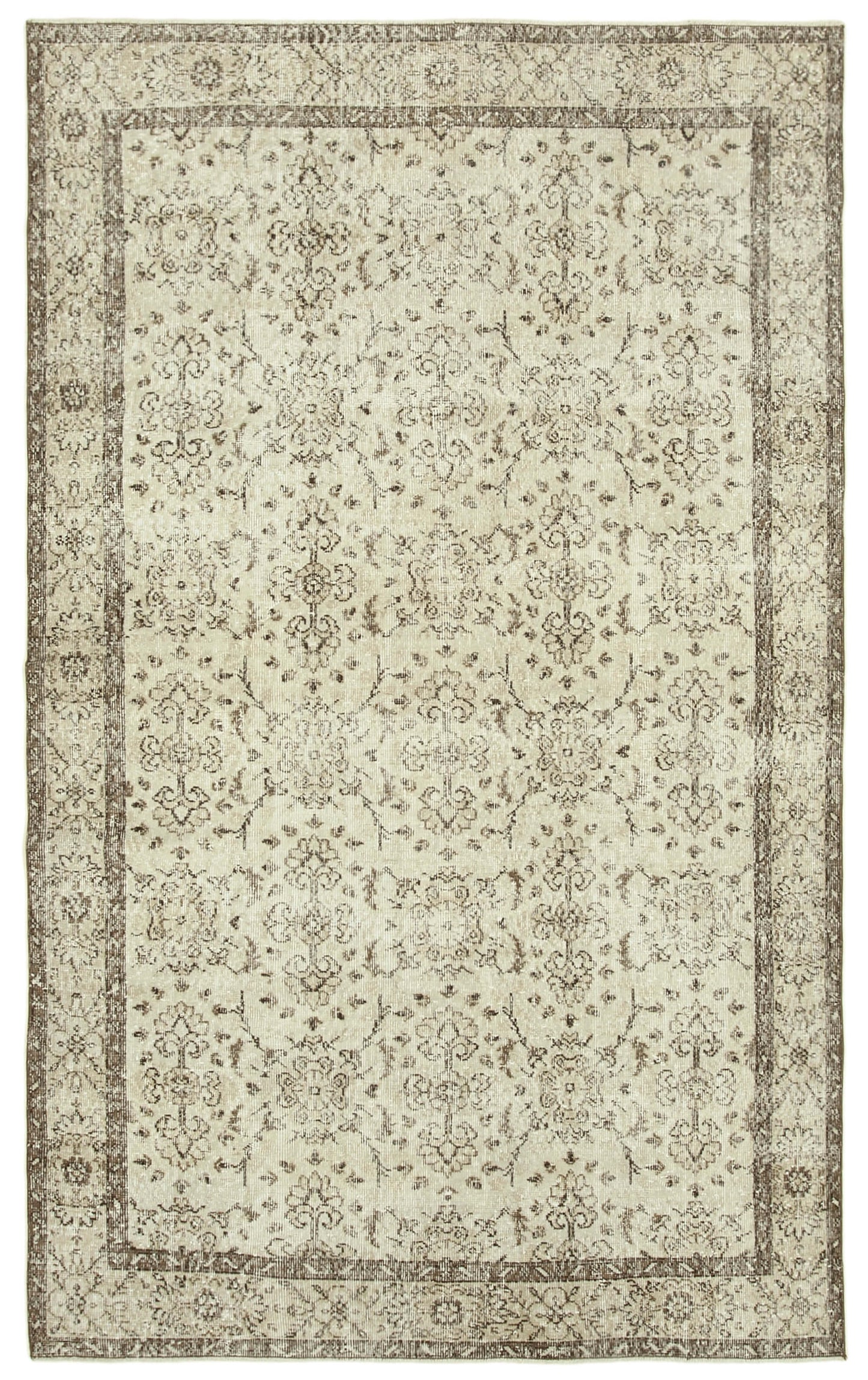 6x10 Beige Turkish Vintage Area Rug - 39300
