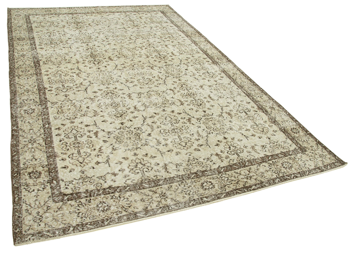 6x10 Beige Turkish Vintage Area Rug - 39300