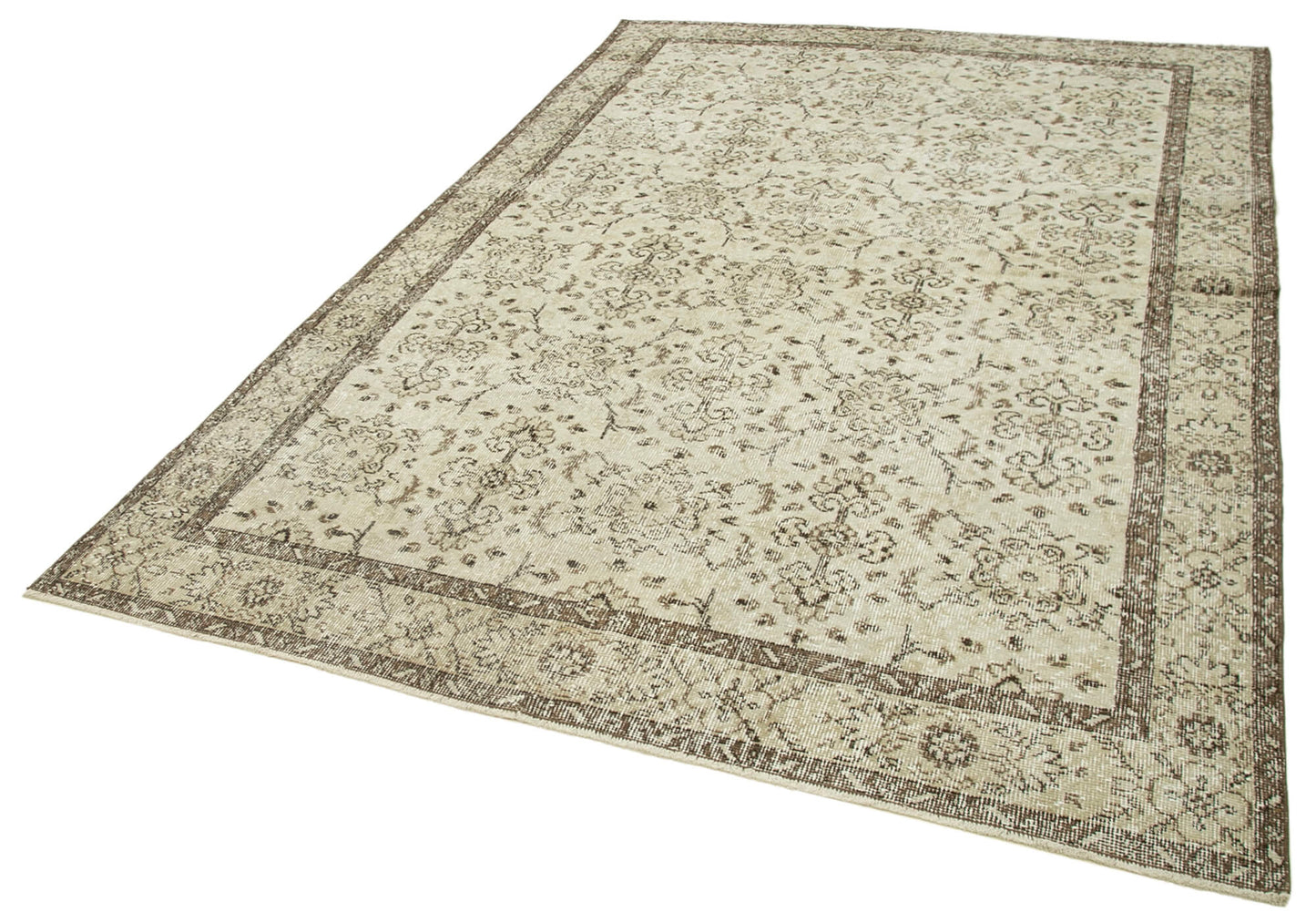 6x10 Beige Turkish Vintage Area Rug - 39300