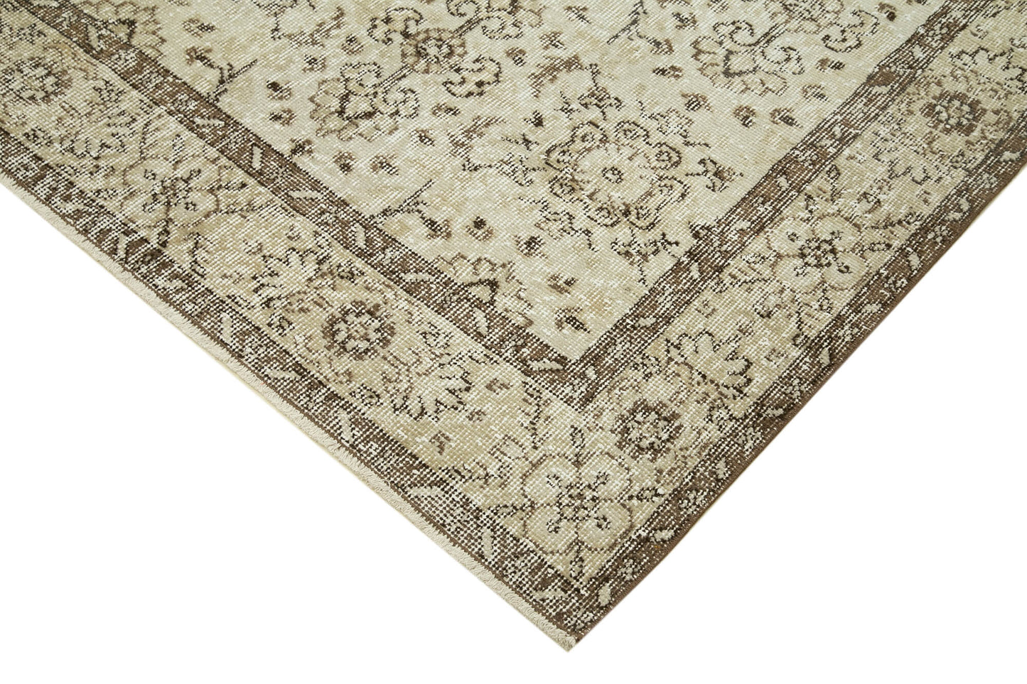 6x10 Beige Turkish Vintage Area Rug - 39300