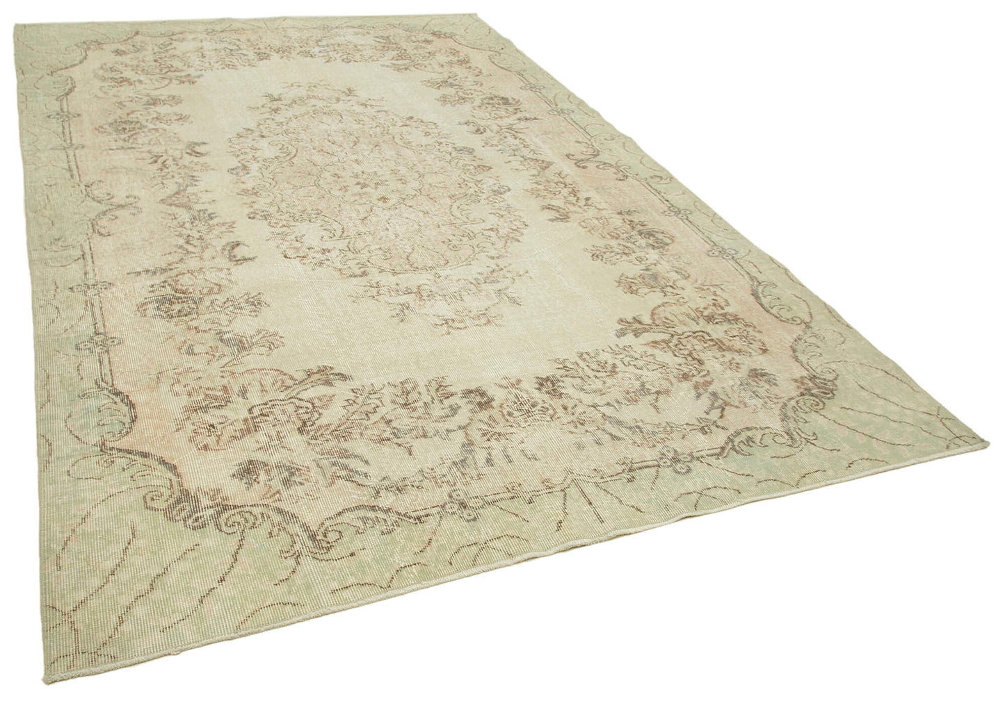 6x10 Beige Turkish Vintage Area Rug - 39301