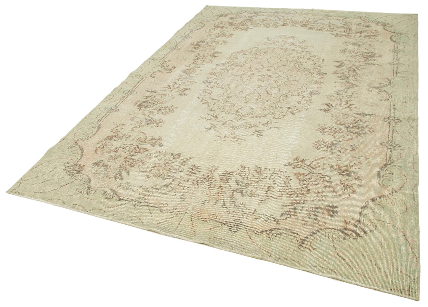 6x10 Beige Turkish Vintage Area Rug - 39301
