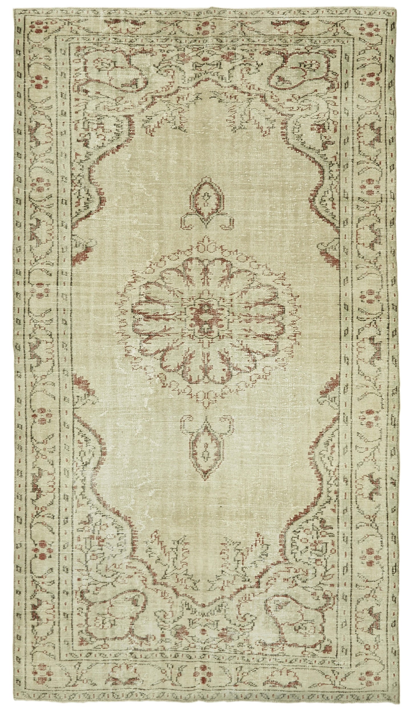 6x10 Beige Turkish Vintage Area Rug - 39303
