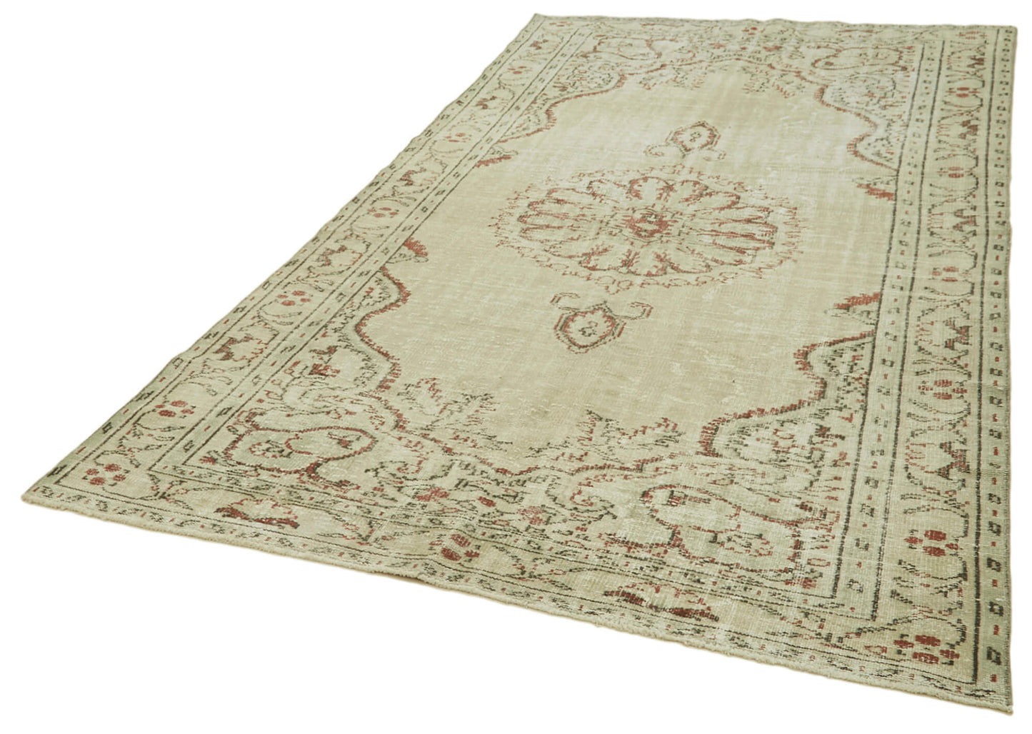 6x10 Beige Turkish Vintage Area Rug - 39303