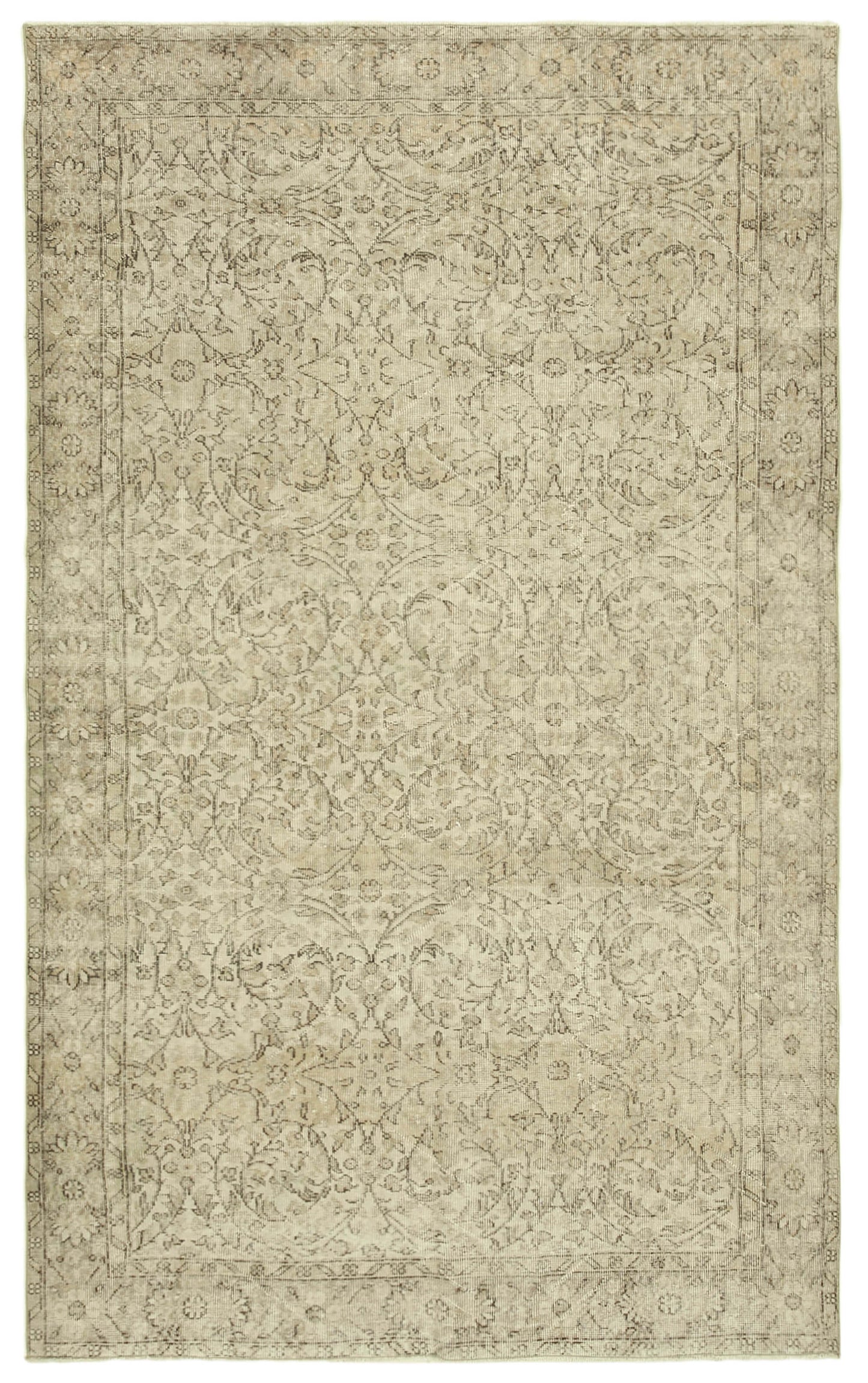 6x10 Beige Turkish Vintage Area Rug - 39307