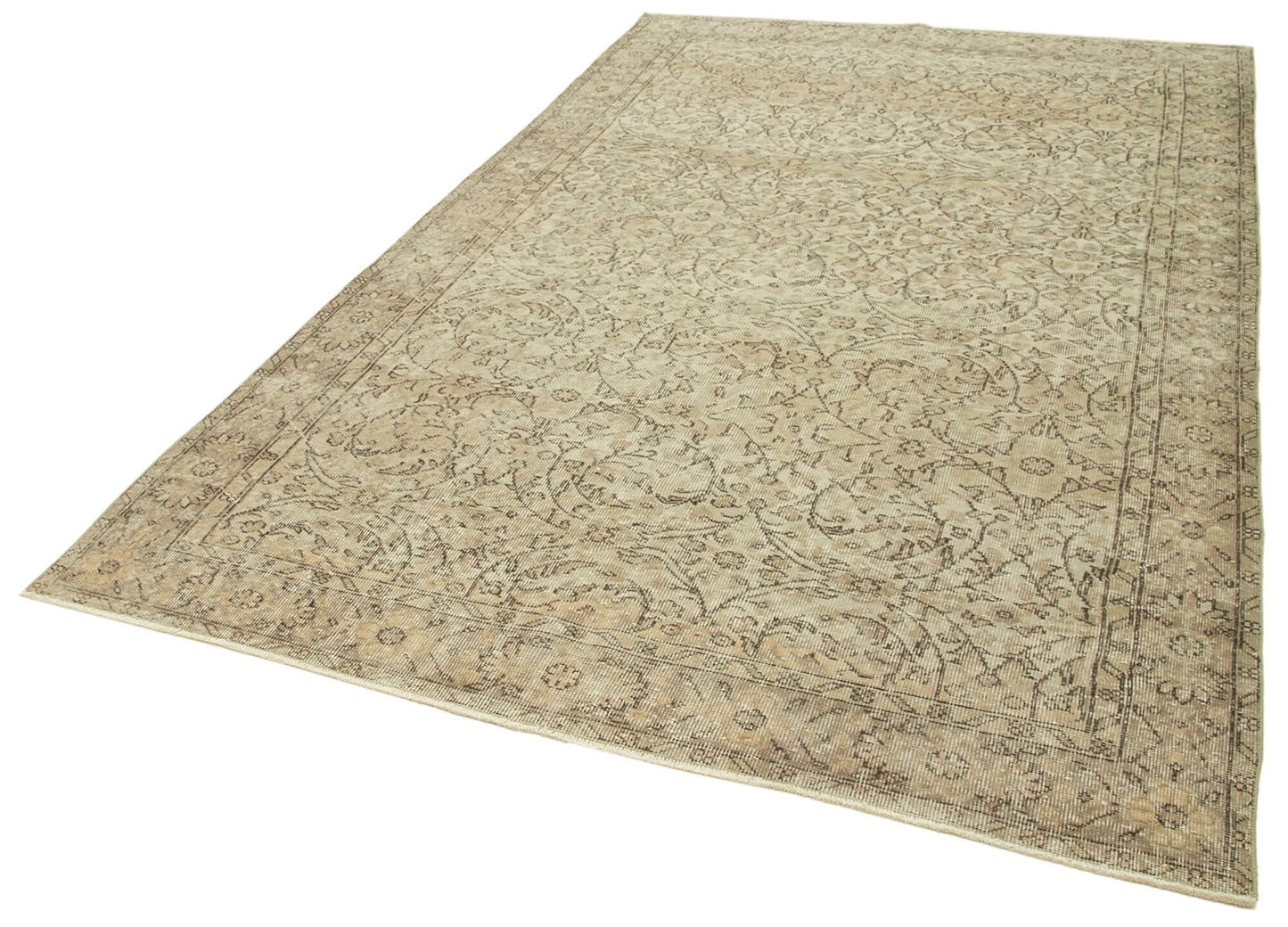 6x10 Beige Turkish Vintage Area Rug - 39307