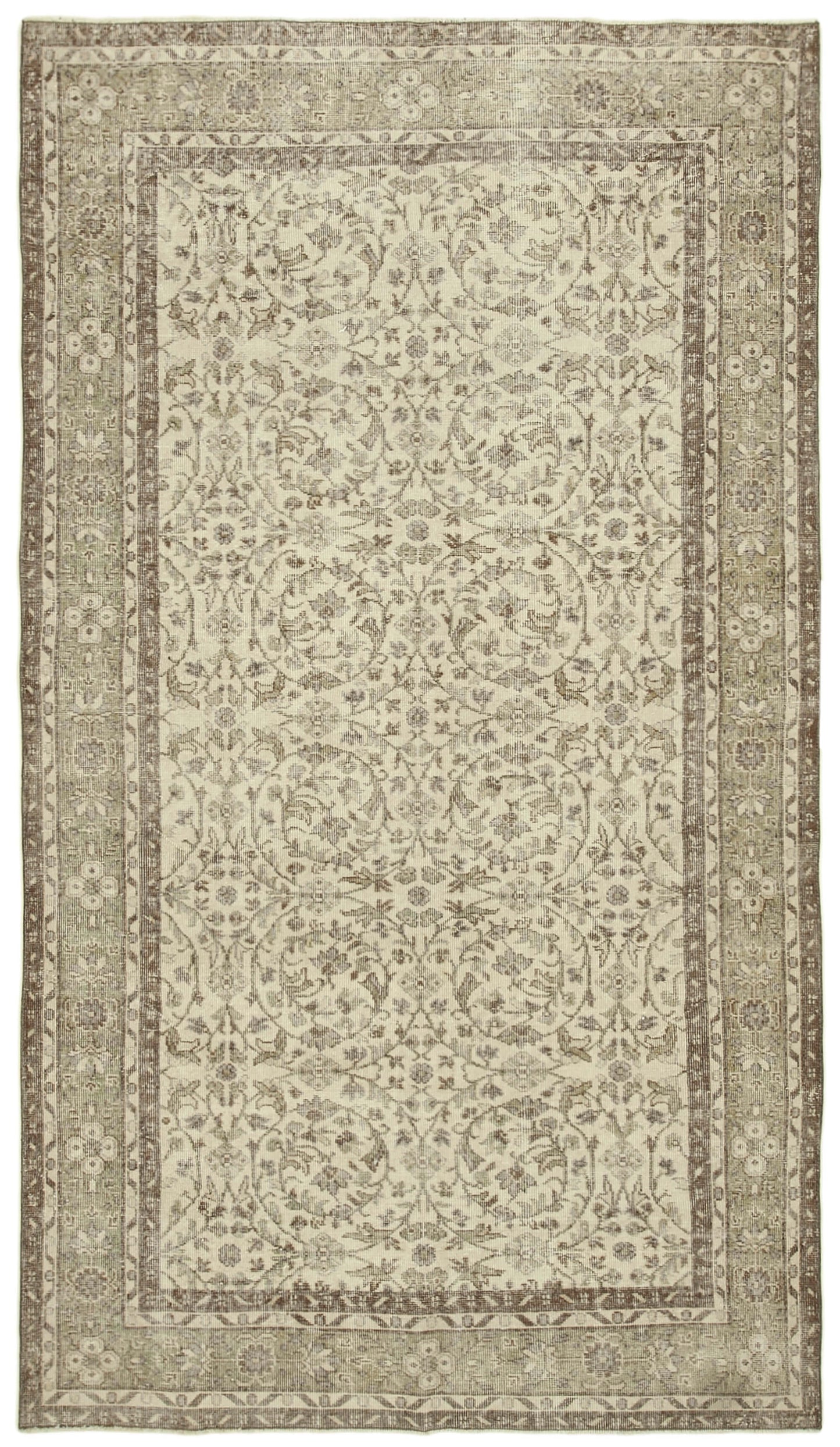 6x10 Beige Turkish Vintage Area Rug - 39313