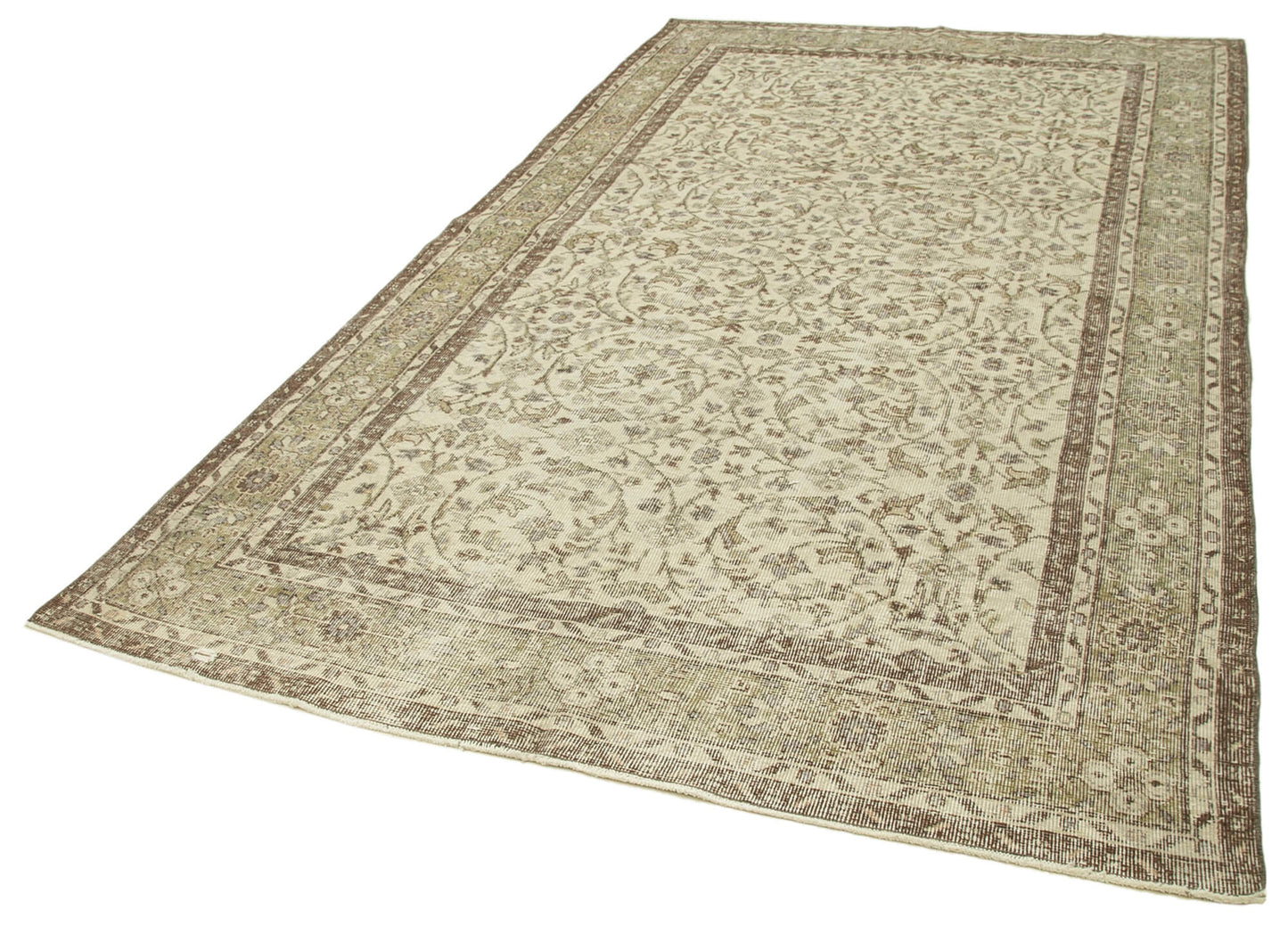 6x10 Beige Turkish Vintage Area Rug - 39313