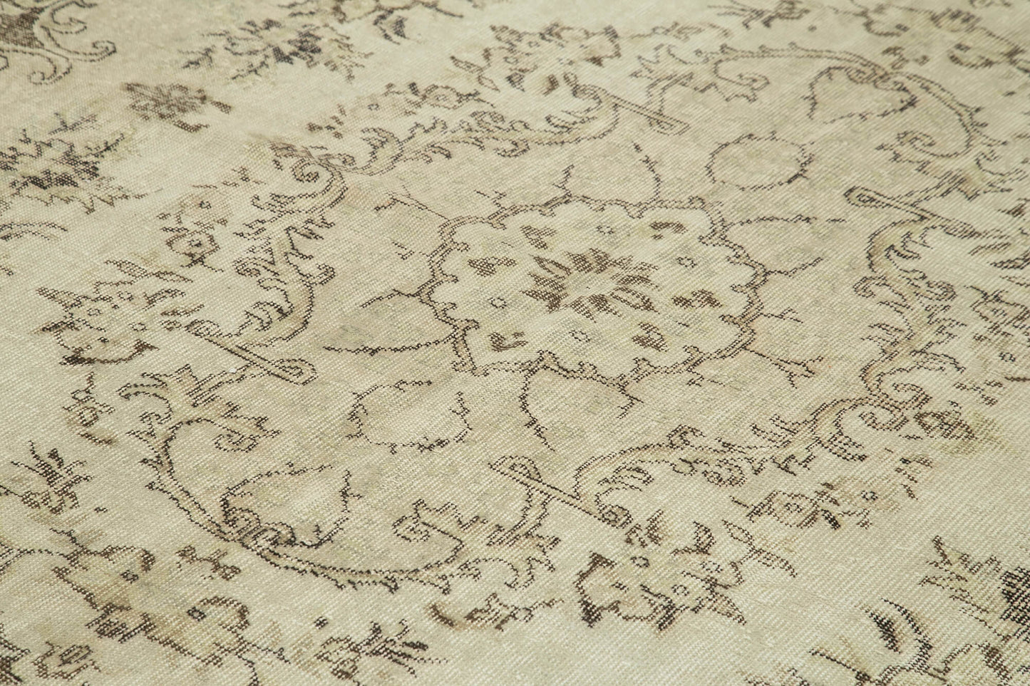 7x10 Beige Turkish Vintage Area Rug - 39317