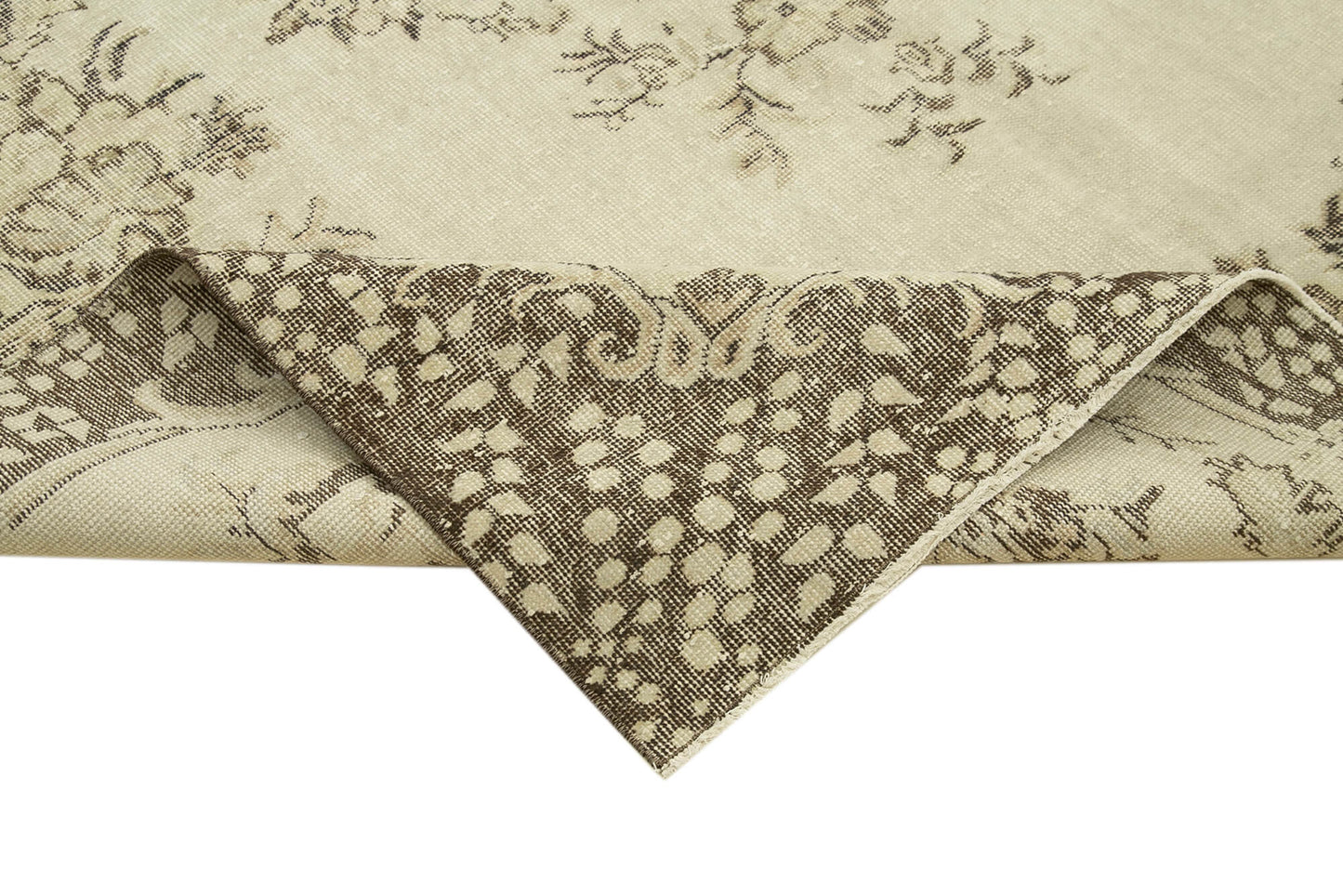 7x10 Beige Turkish Vintage Area Rug - 39317