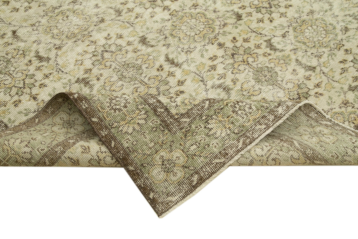 6x10 Beige Turkish Vintage Area Rug - 39318
