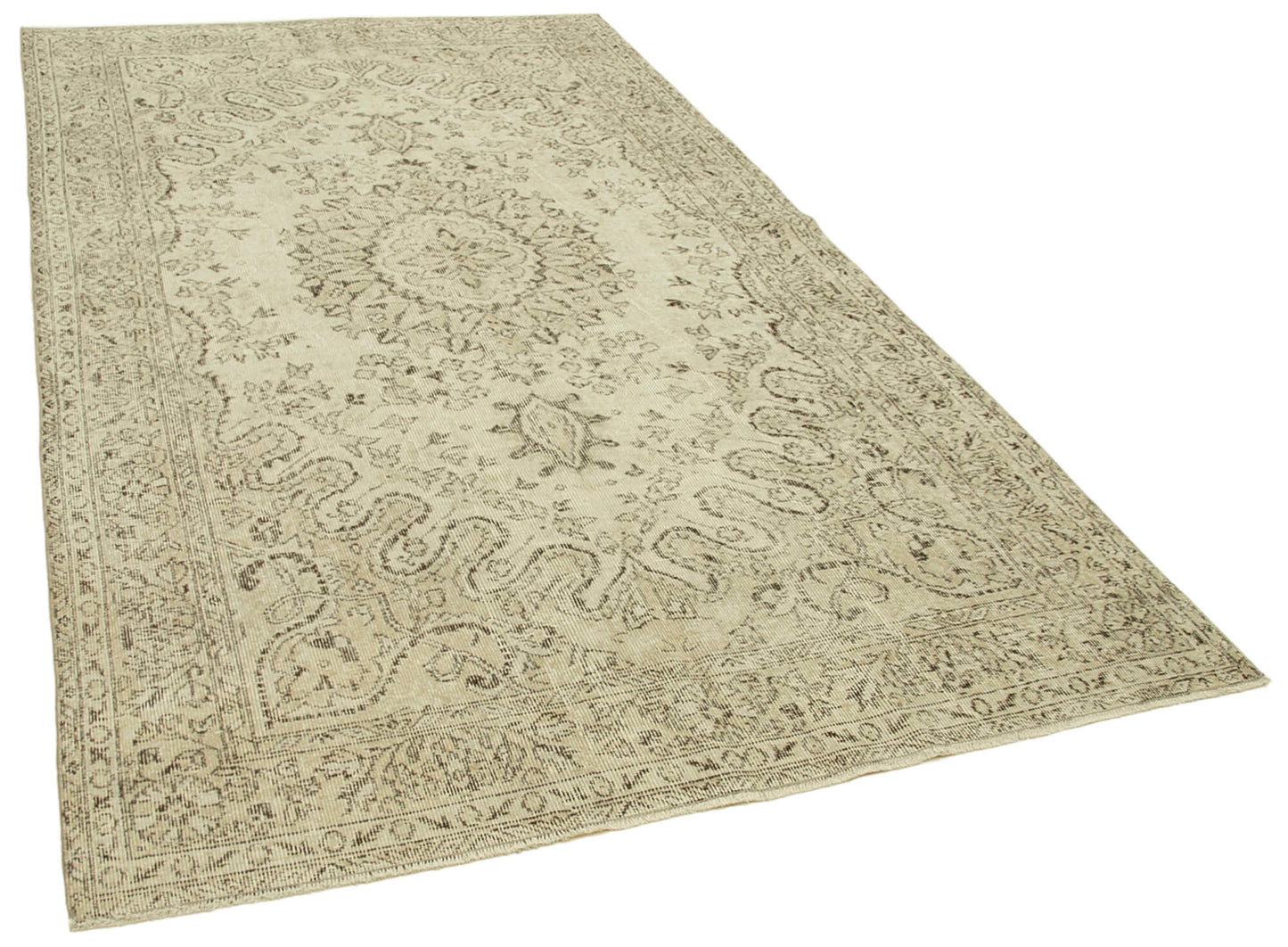 6x10 Beige Turkish Vintage Area Rug - 39323