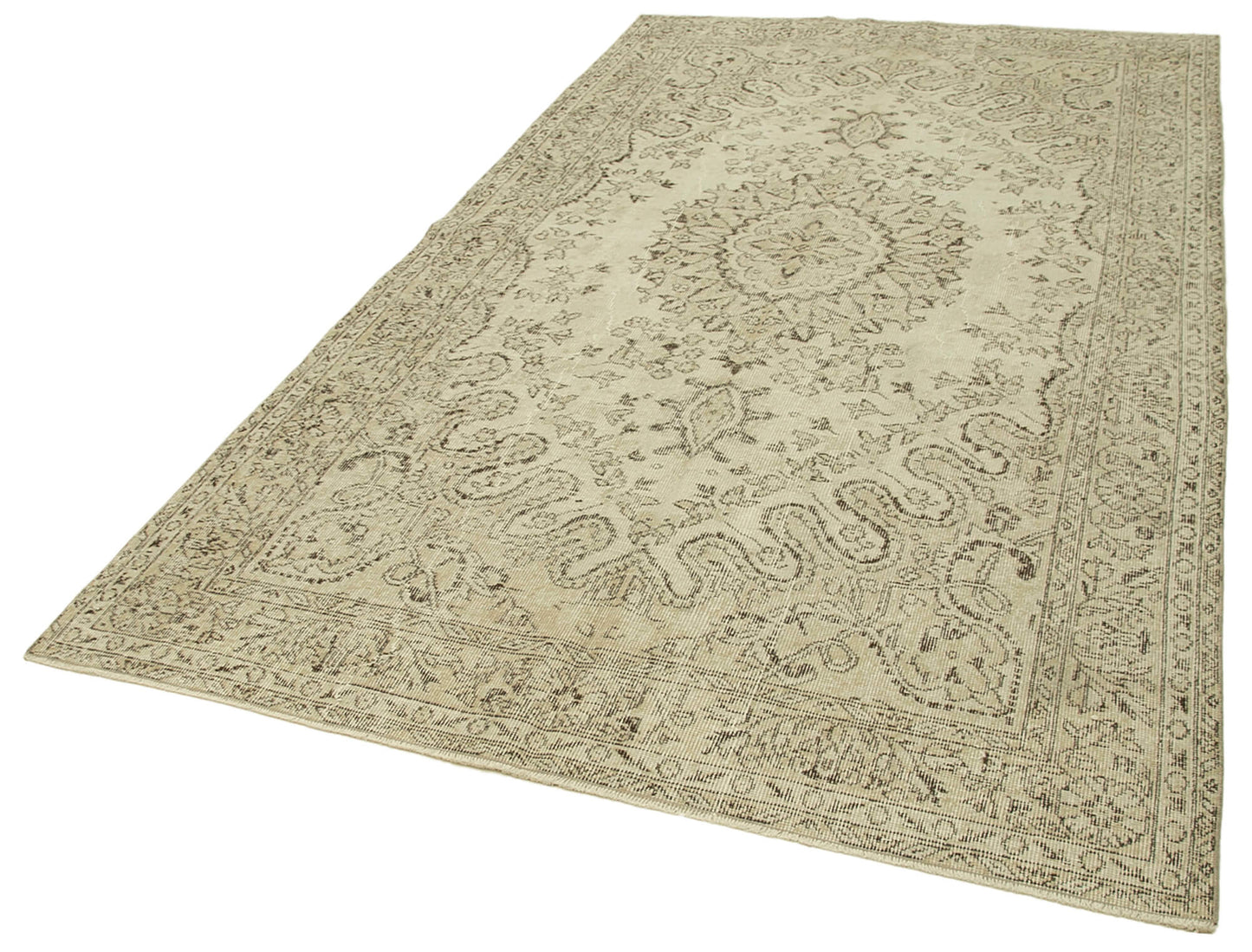 6x10 Beige Turkish Vintage Area Rug - 39323