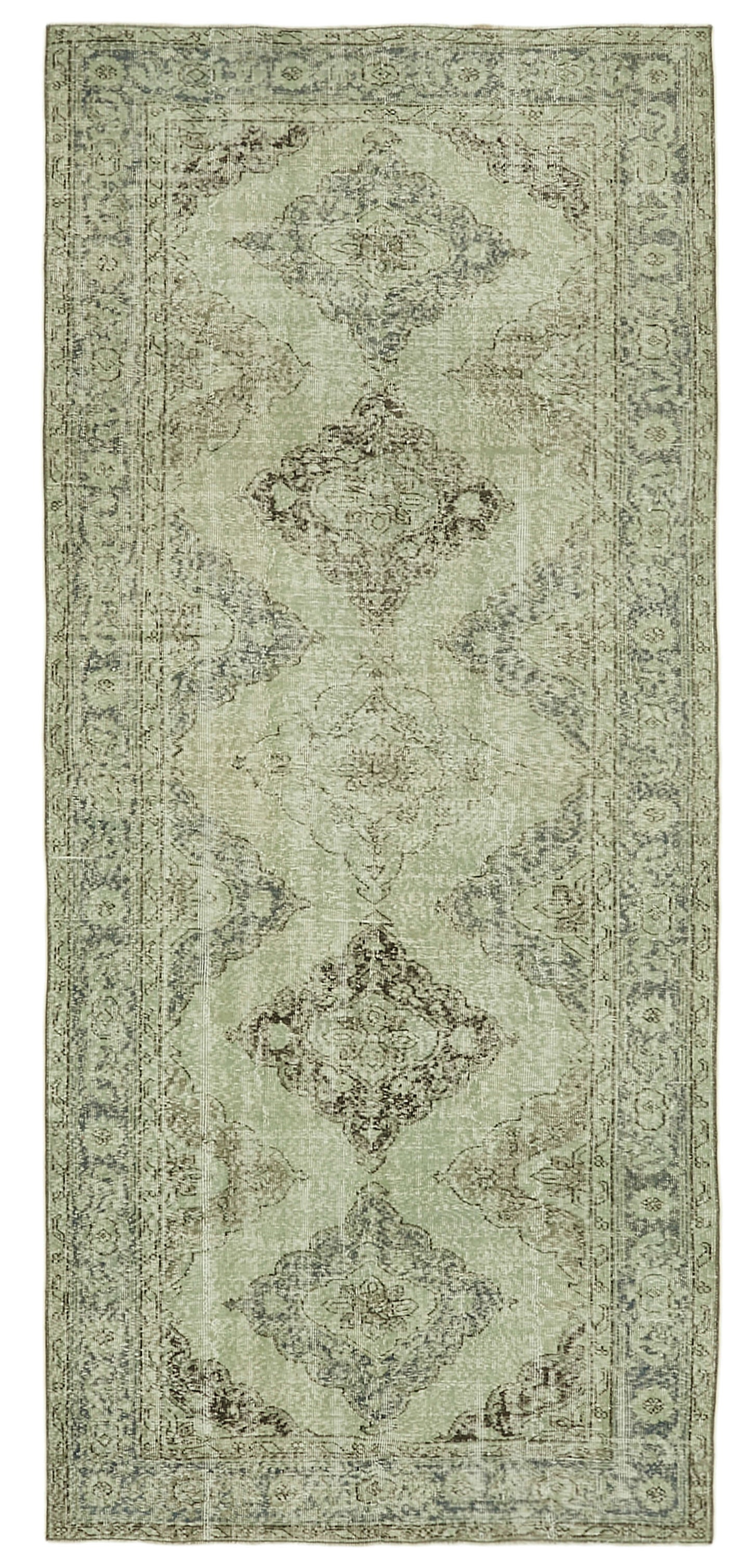 5x11 Green Turkish Over Dyed Runner Rug - 39913