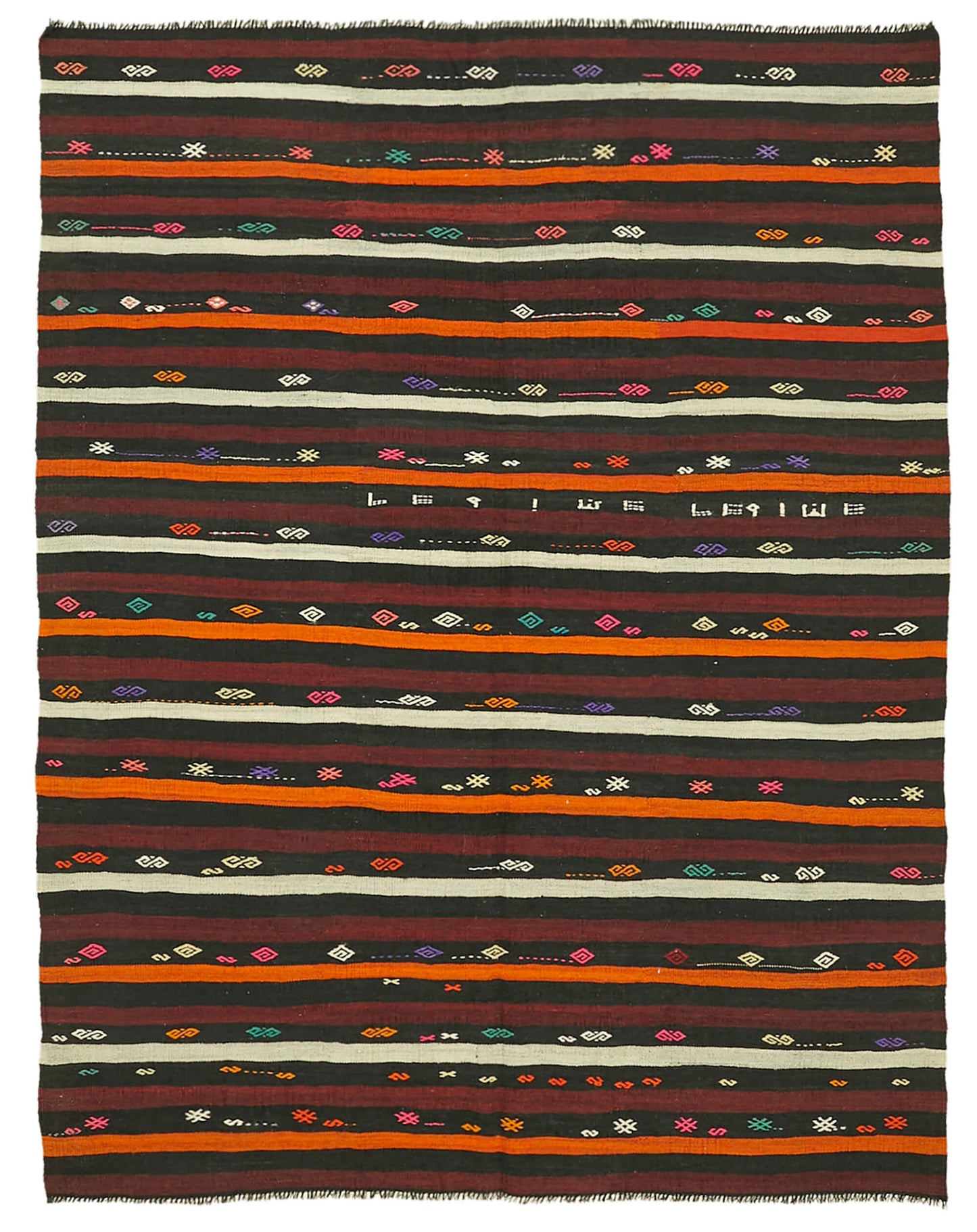 7x9 Brown Vintage Turkish Kilim Rug - 39951