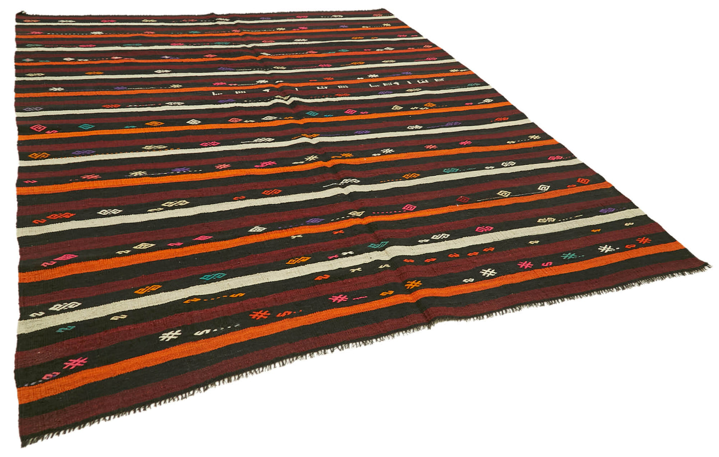7x9 Brown Vintage Turkish Kilim Rug - 39951