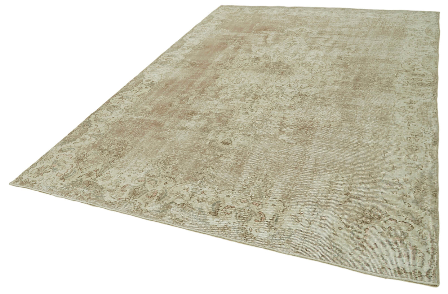 7x11 Beige Turkish Vintage Area Rug - 41392
