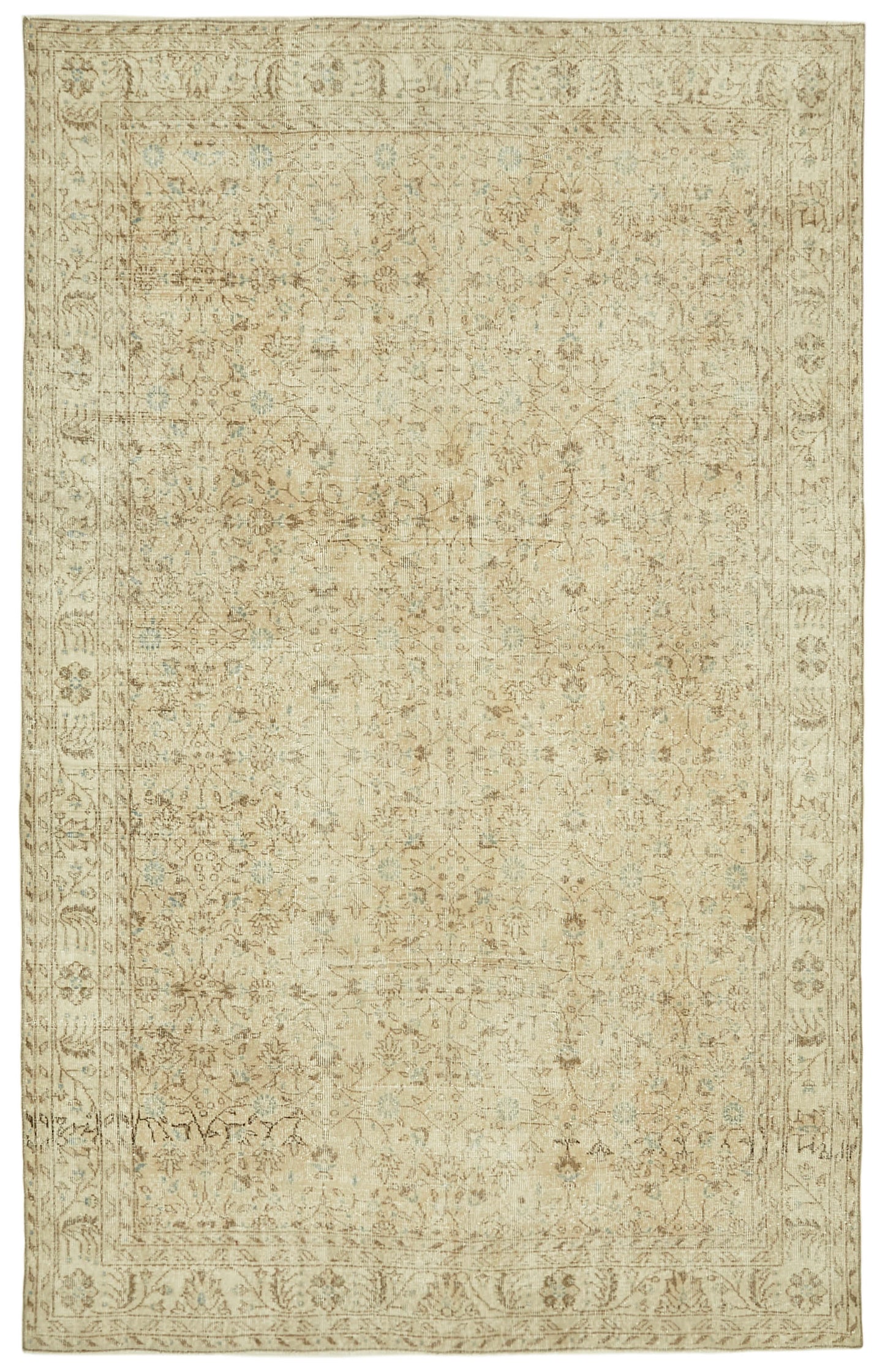 7x11 Beige Turkish Vintage Area Rug - 41397