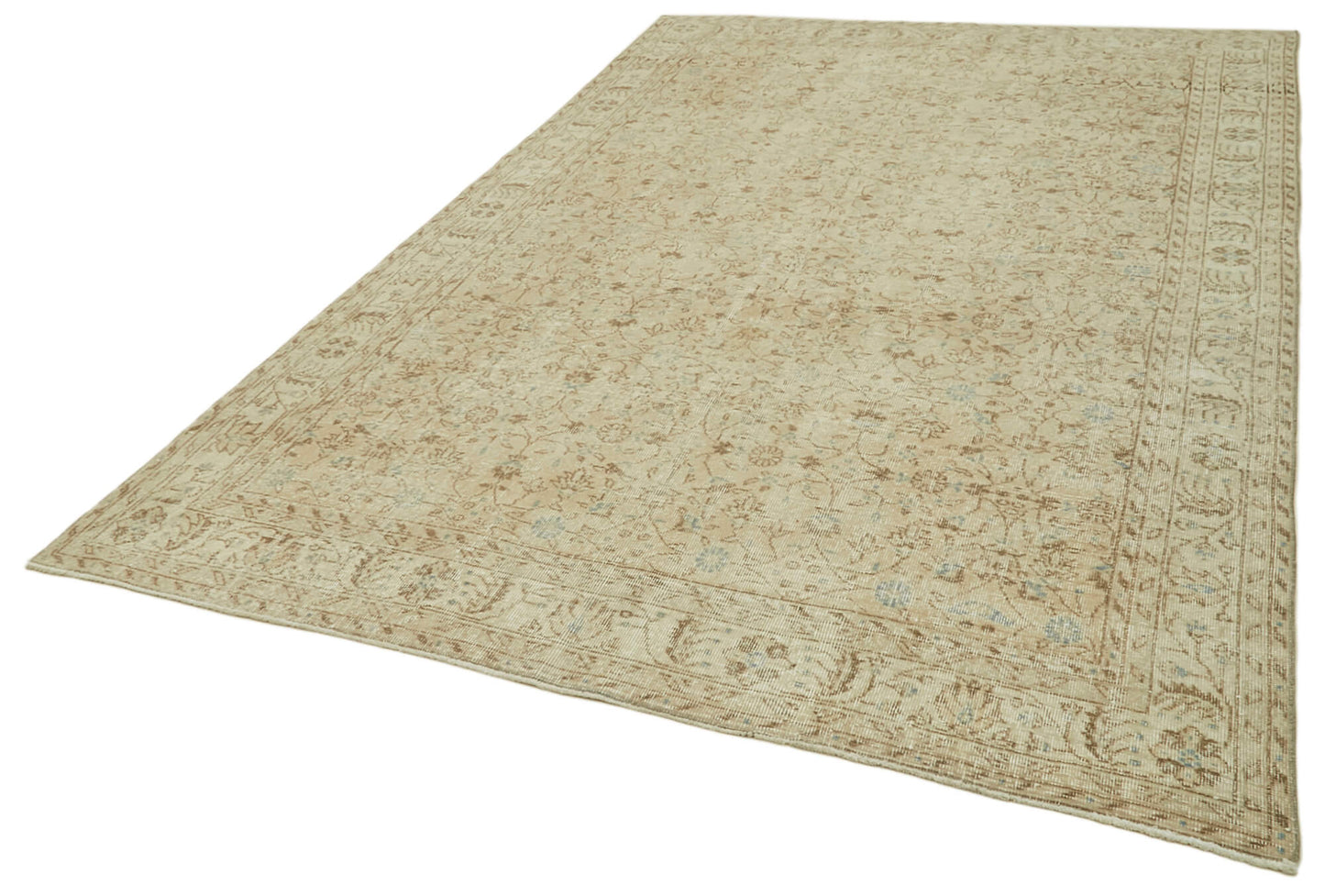 7x11 Beige Turkish Vintage Area Rug - 41397
