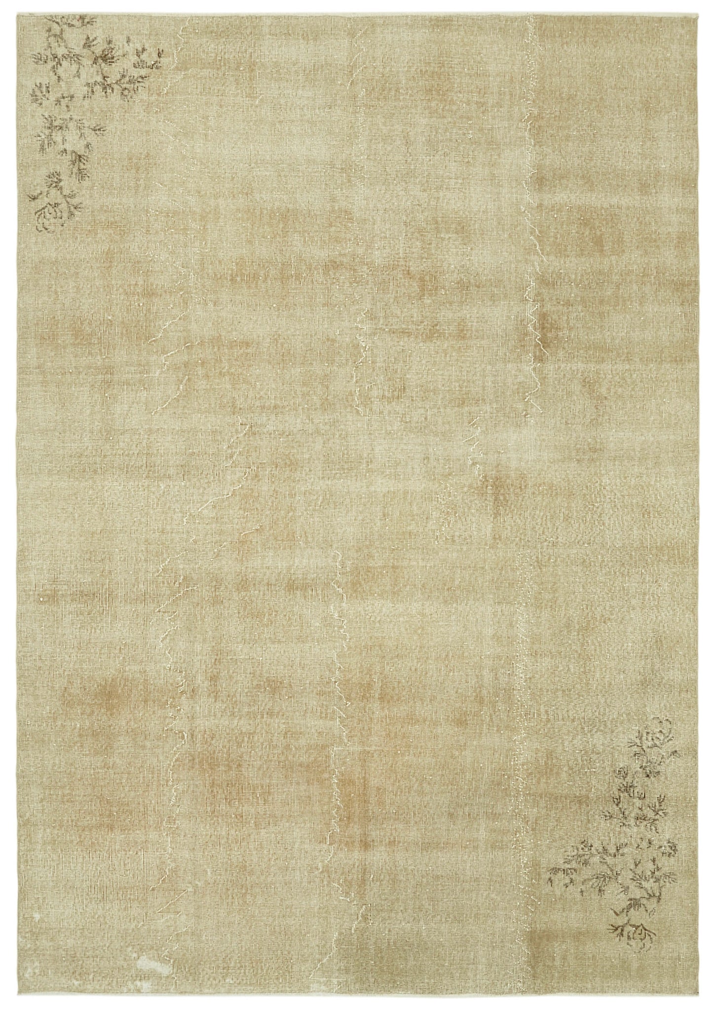 7x10 Beige Turkish Vintage Area Rug - 41406