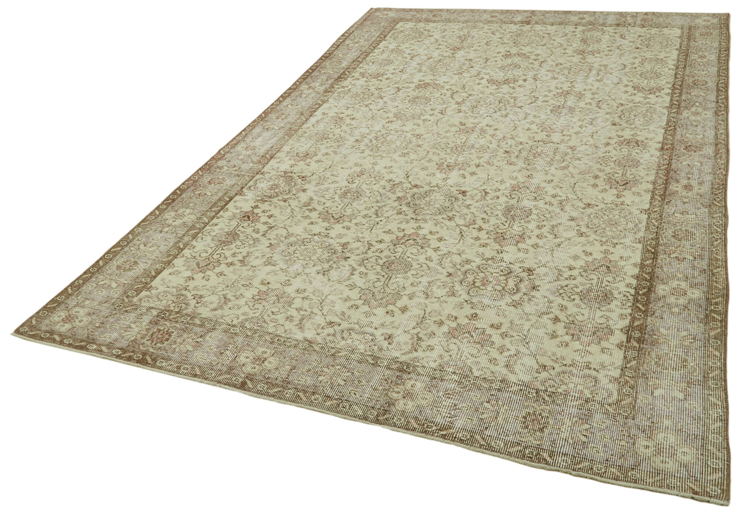 6x9 Beige Turkish Vintage Area Rug - 41443