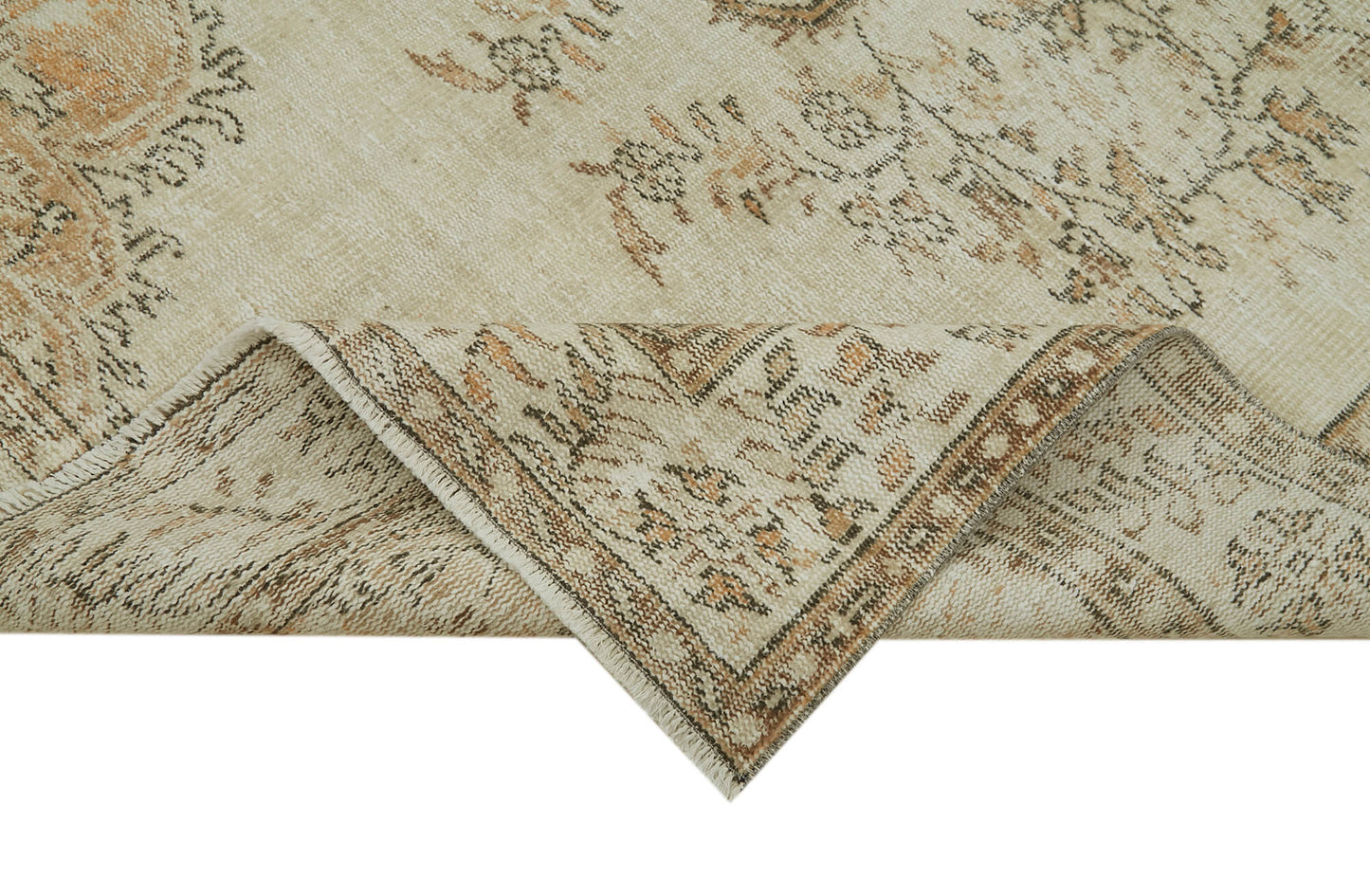 6x9 Beige Turkish Vintage Area Rug - 41448