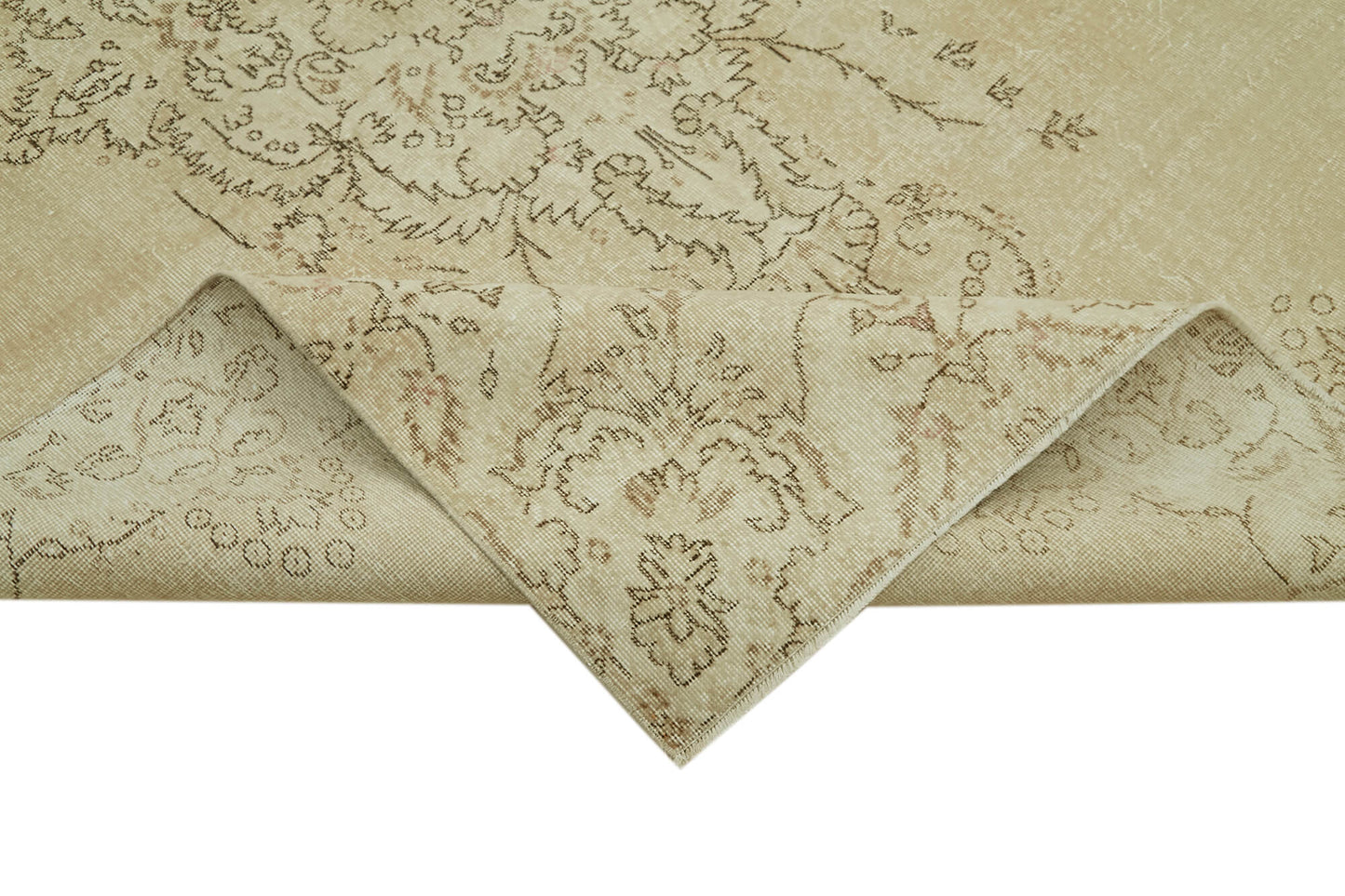 7x10 Beige Turkish Vintage Area Rug - 41451