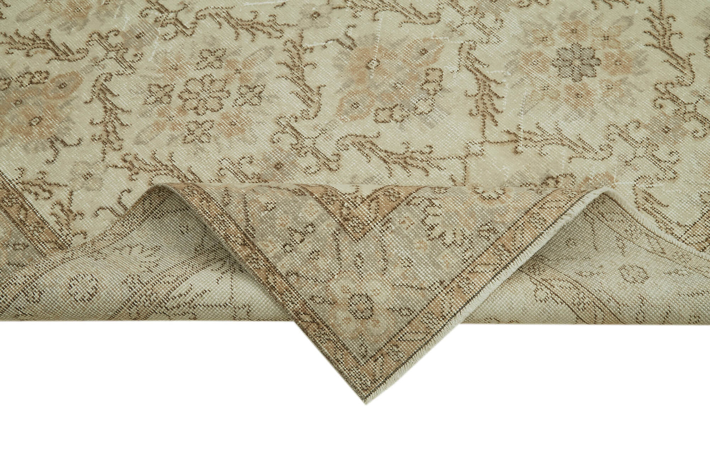 6x9 Beige Turkish Vintage Area Rug - 41456