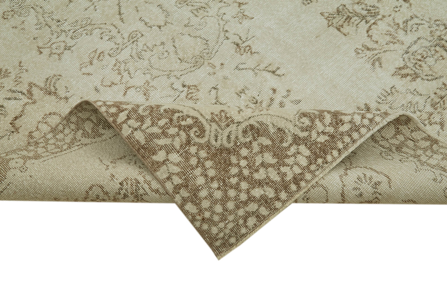 5x9 Beige Turkish Vintage Area Rug - 41461