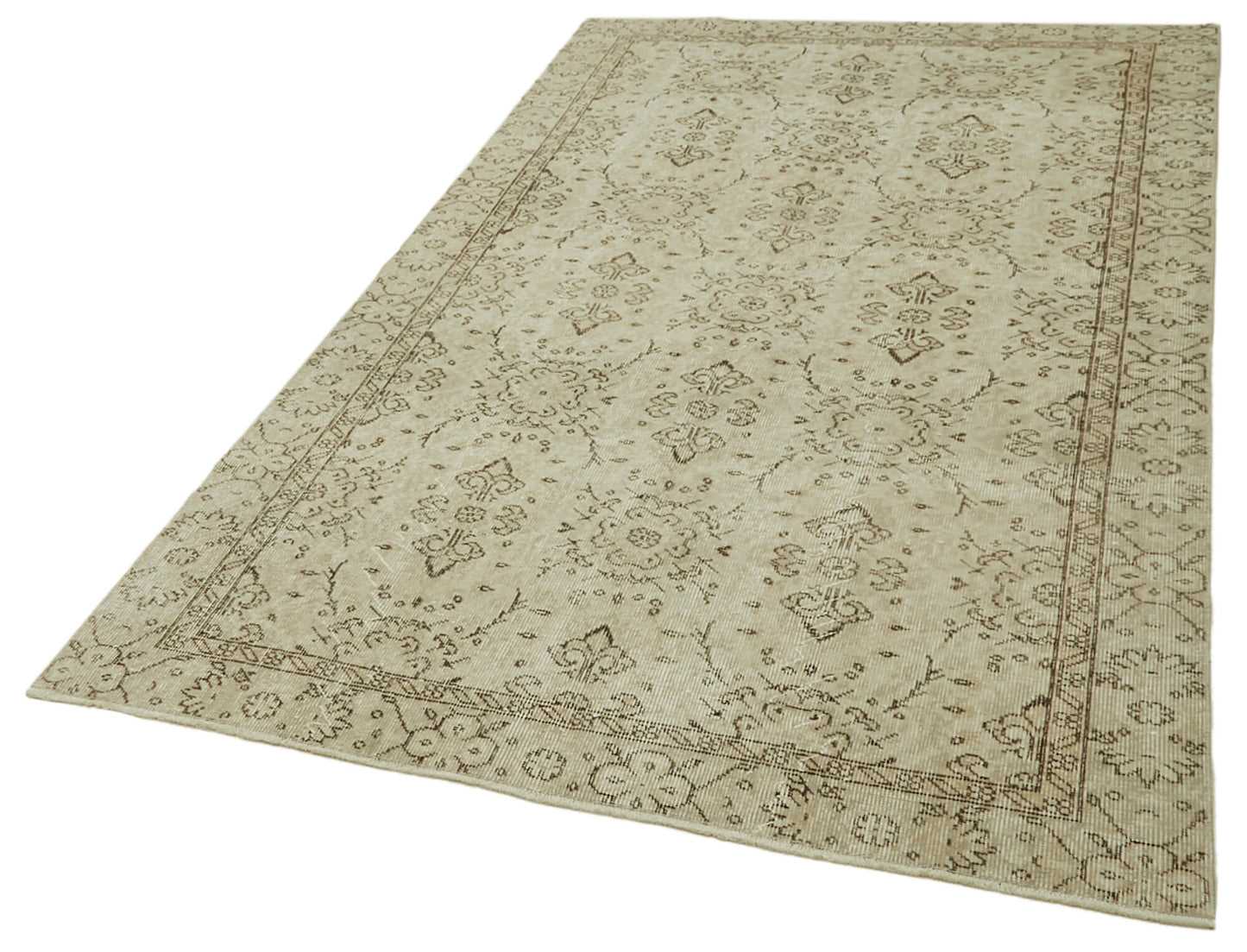 5x8 Beige Turkish Vintage Area Rug - 41485