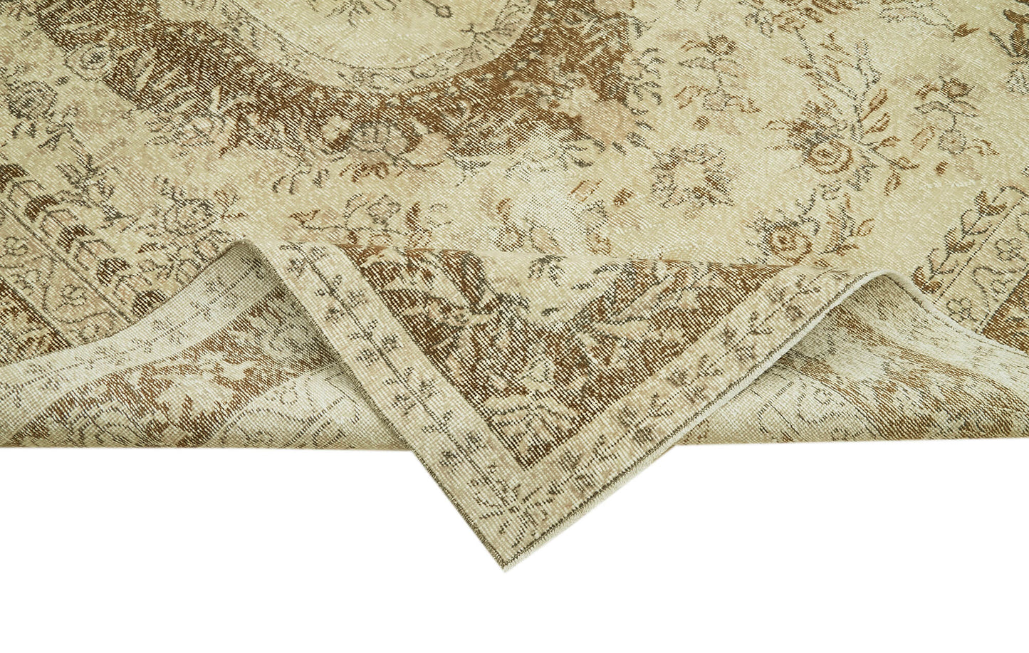 7x10 Beige Turkish Vintage Area Rug - 41506
