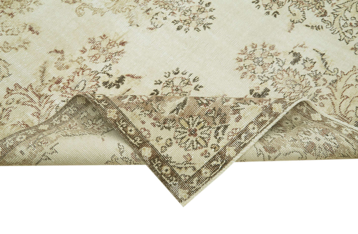 6x9 Beige Turkish Vintage Area Rug - 41507