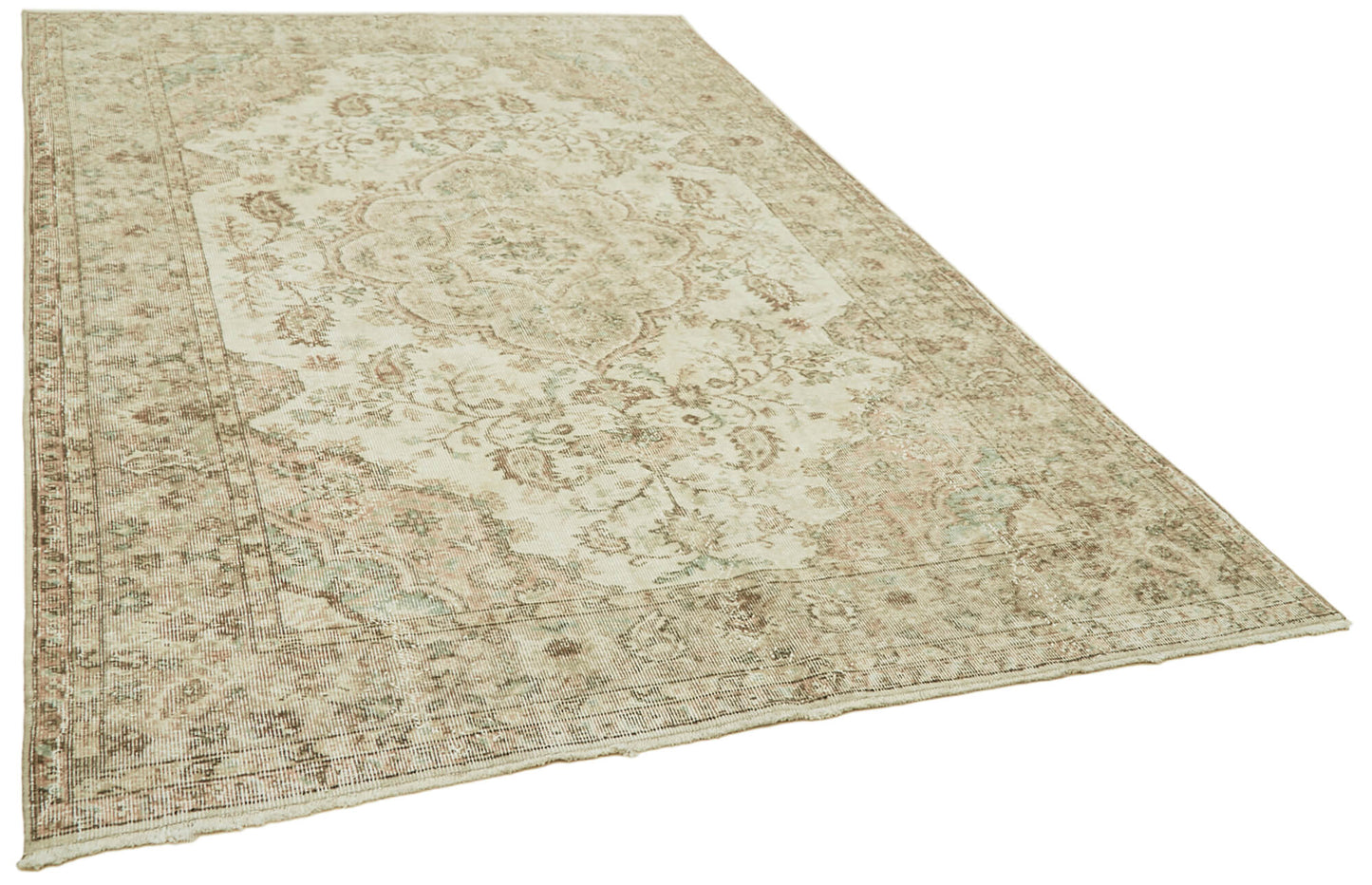 6x9 Beige Turkish Vintage Area Rug - 41508