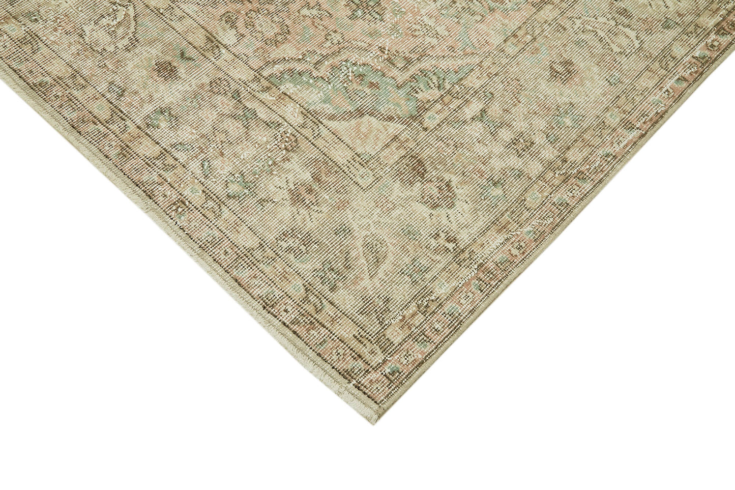 6x9 Beige Turkish Vintage Area Rug - 41508