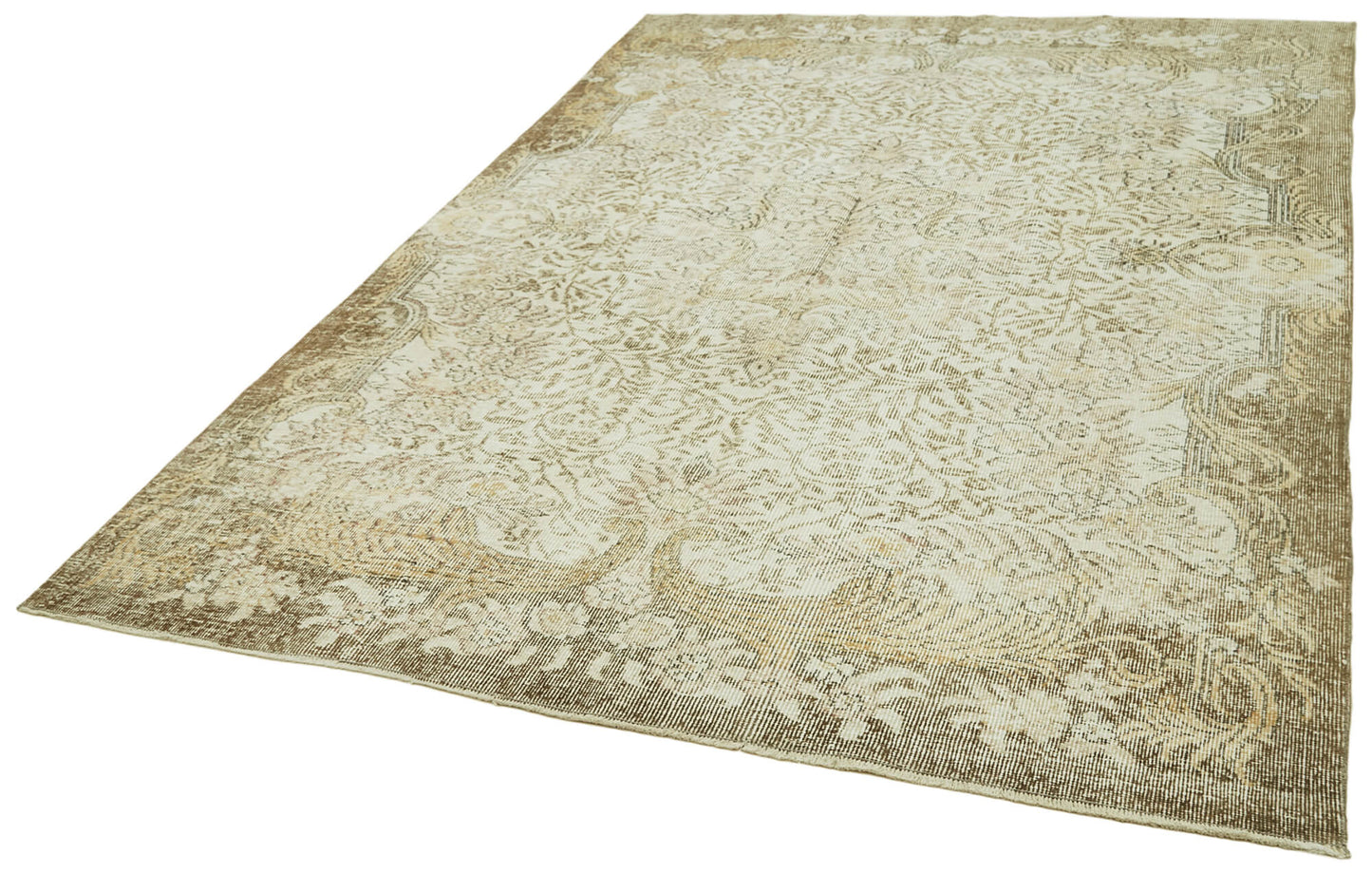 6x9 Beige Turkish Vintage Area Rug - 41511