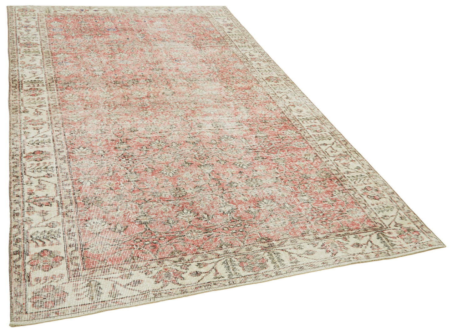 5x9 Beige Turkish Vintage Area Rug - 41523
