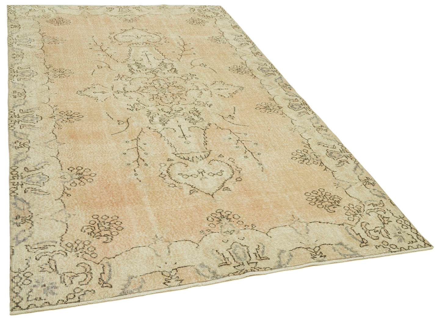5x9 Beige Turkish Vintage Area Rug - 41535