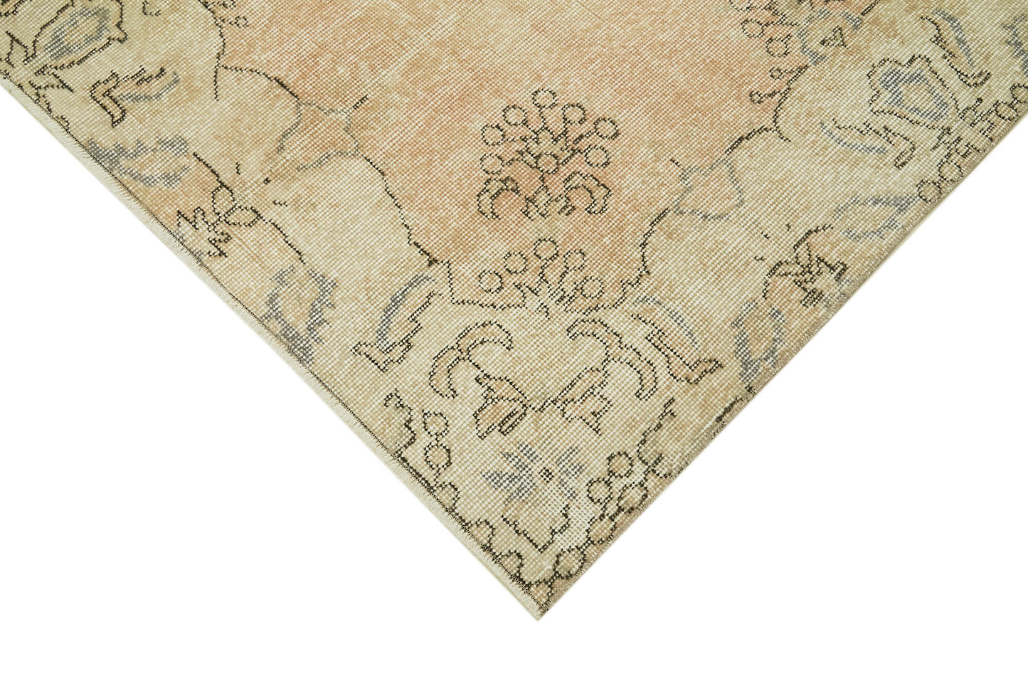 5x9 Beige Turkish Vintage Area Rug - 41535