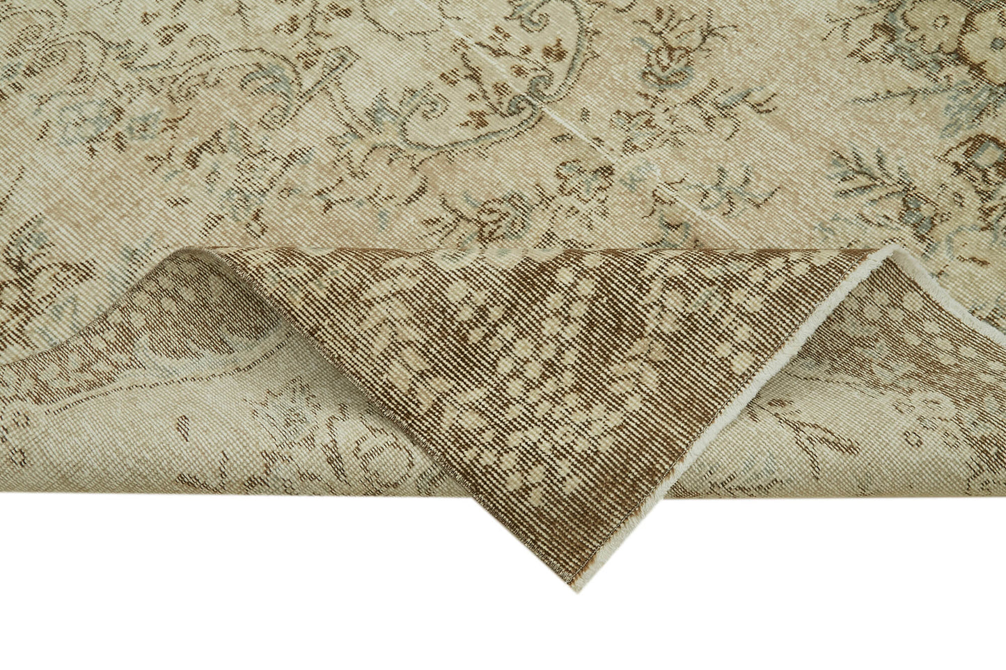 6x9 Beige Turkish Vintage Area Rug - 41546