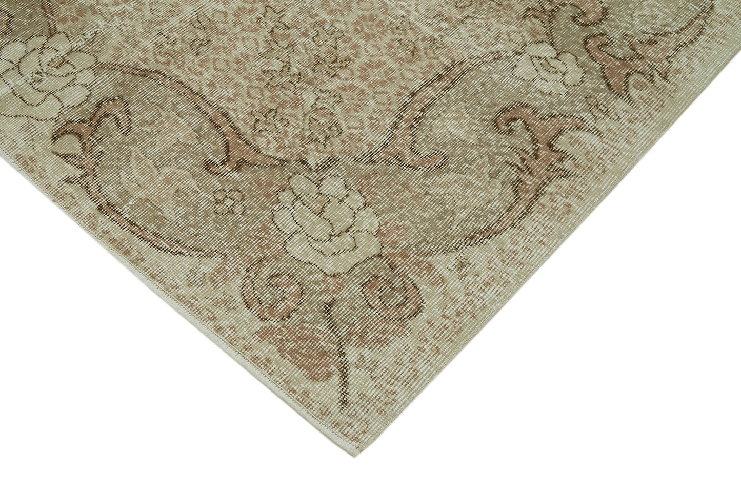 5x9 Beige Turkish Vintage Area Rug - 41548