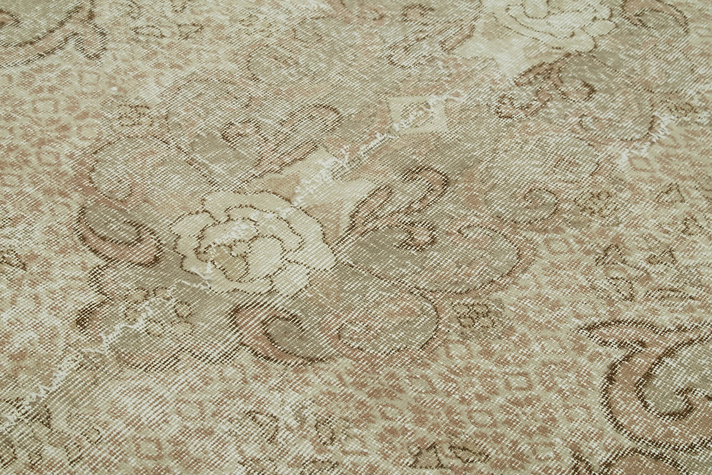 5x9 Beige Turkish Vintage Area Rug - 41548