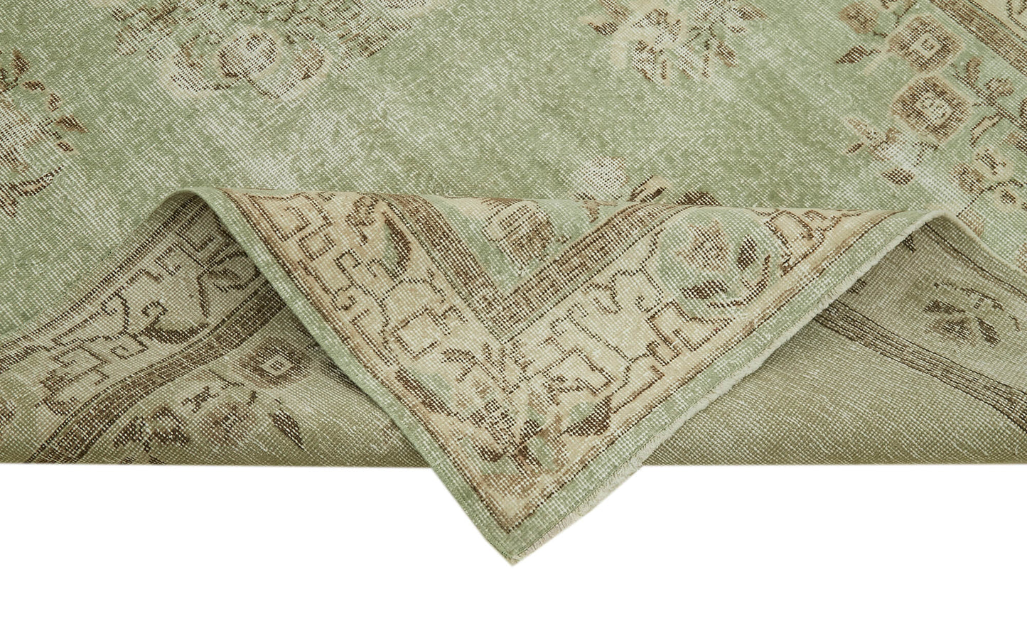 5x9 Beige Turkish Vintage Area Rug - 41557