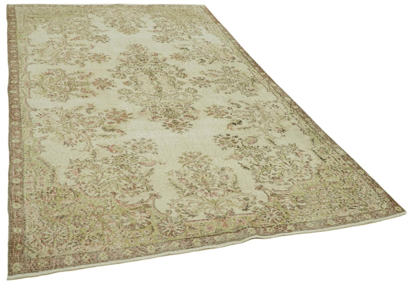 6x9 Beige Turkish Vintage Area Rug - 41560