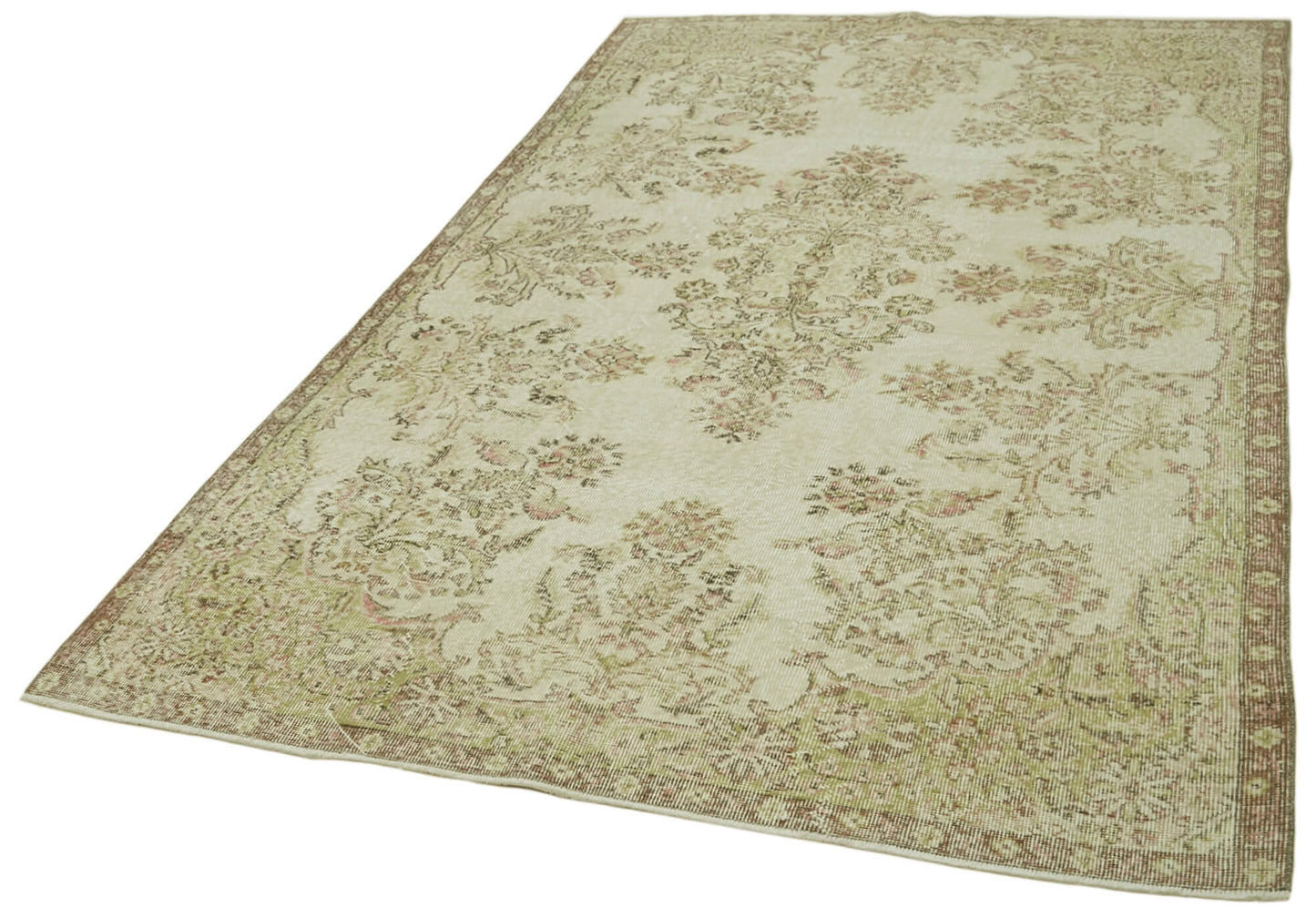 6x9 Beige Turkish Vintage Area Rug - 41560